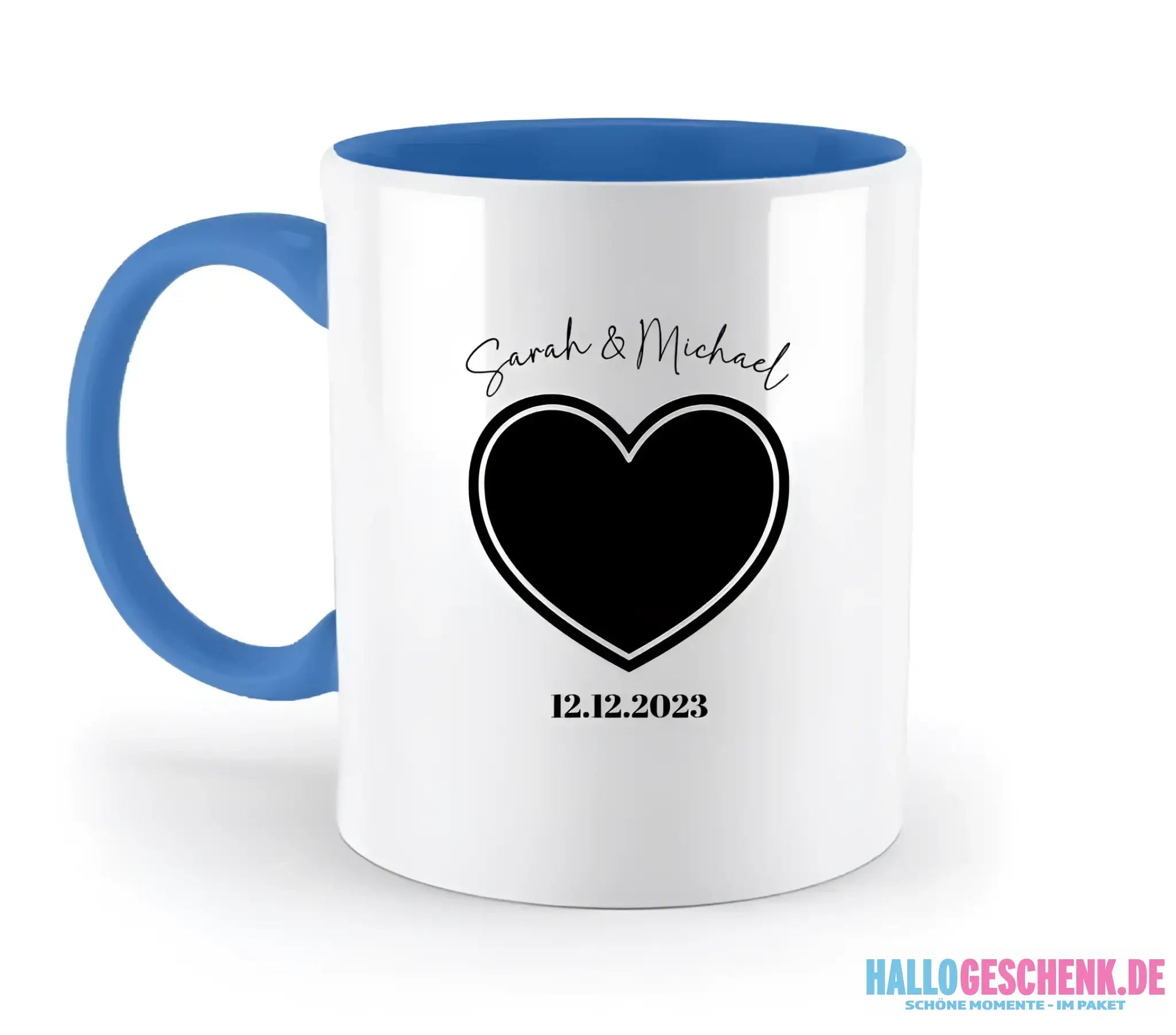 Dein Bild im "Couple-Herz"-Design - zweifarbige Tasse