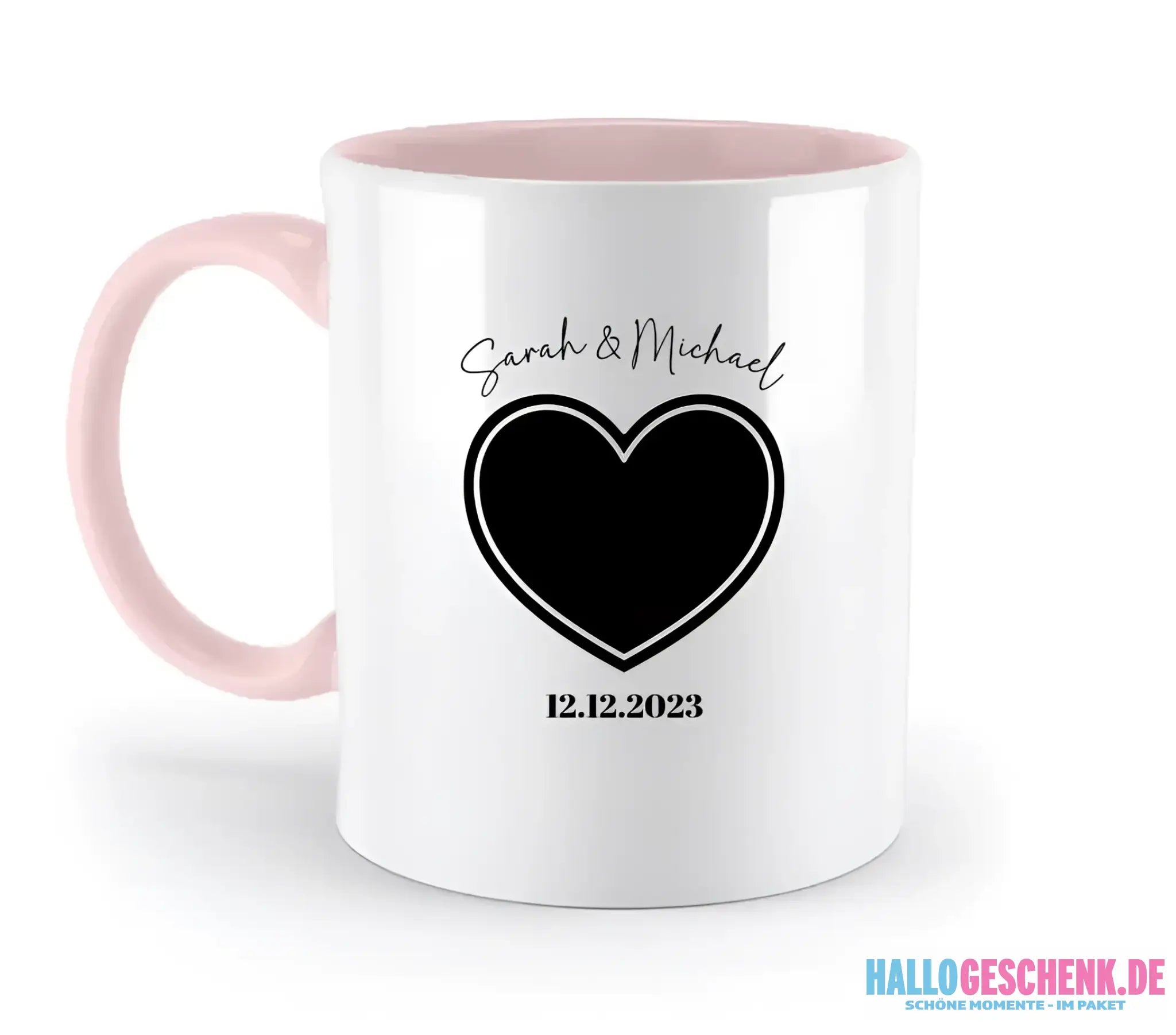 Dein Bild im "Couple-Herz"-Design - zweifarbige Tasse