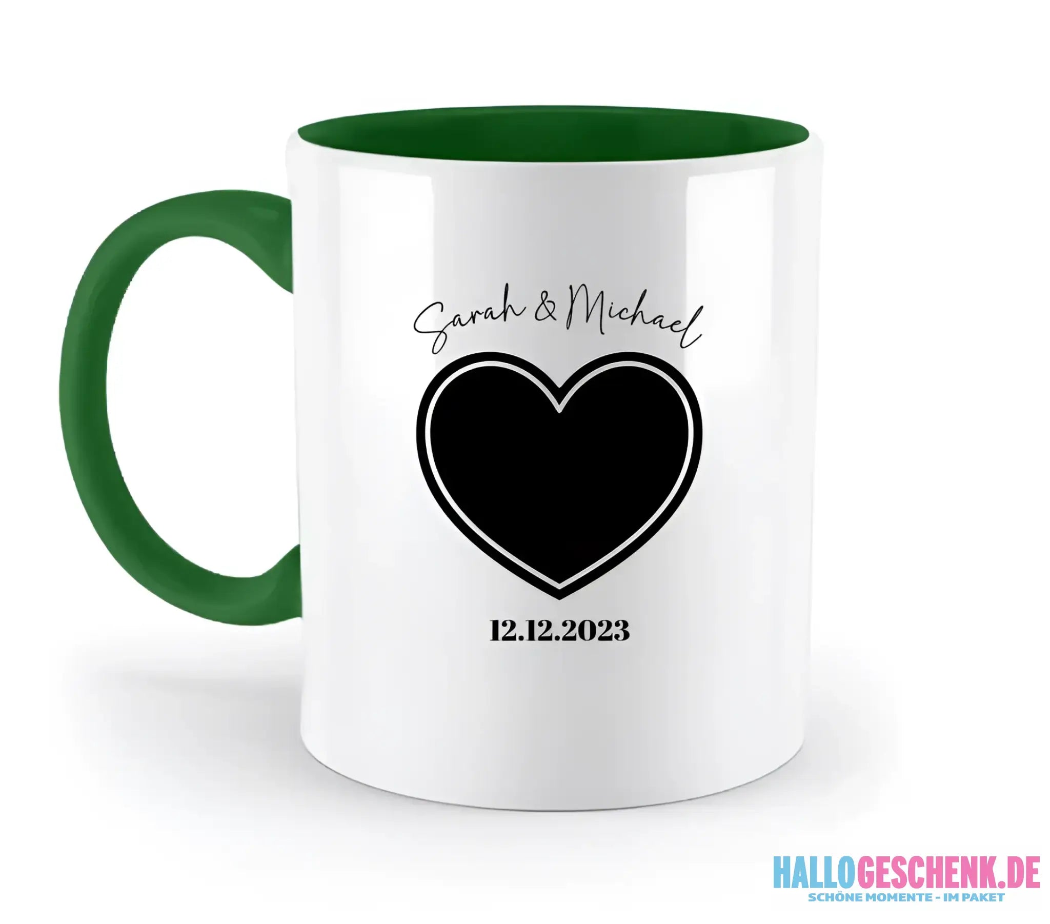 Dein Bild im "Couple-Herz"-Design - zweifarbige Tasse