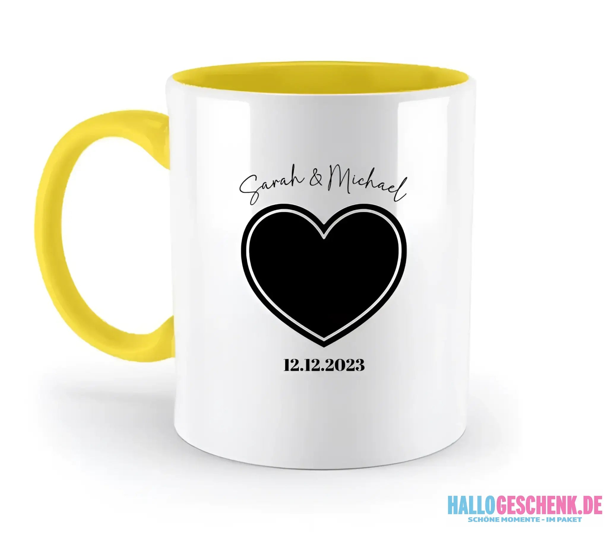 Dein Bild im "Couple-Herz"-Design - zweifarbige Tasse
