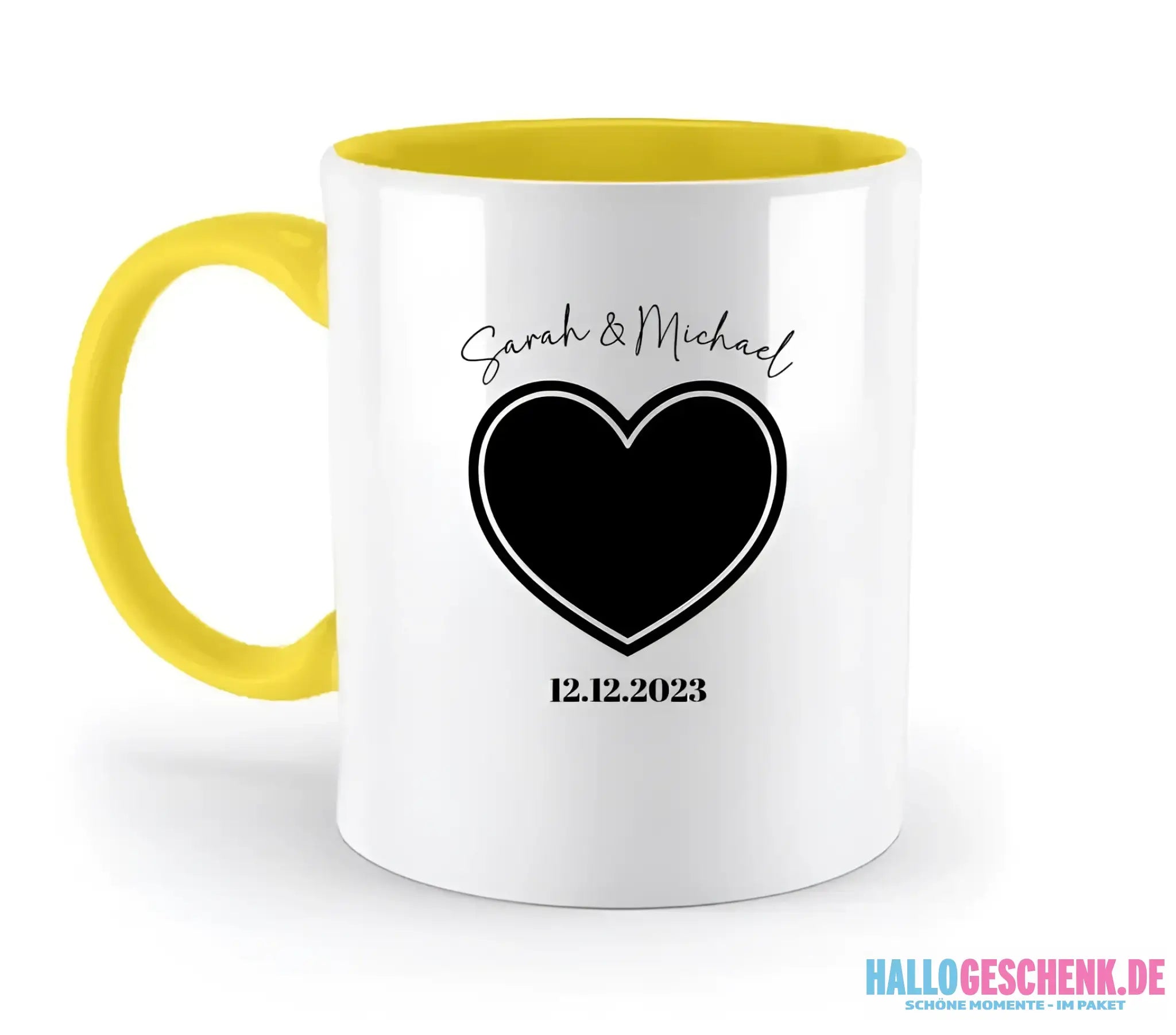 Dein Bild im "Couple-Herz"-Design - zweifarbige Tasse