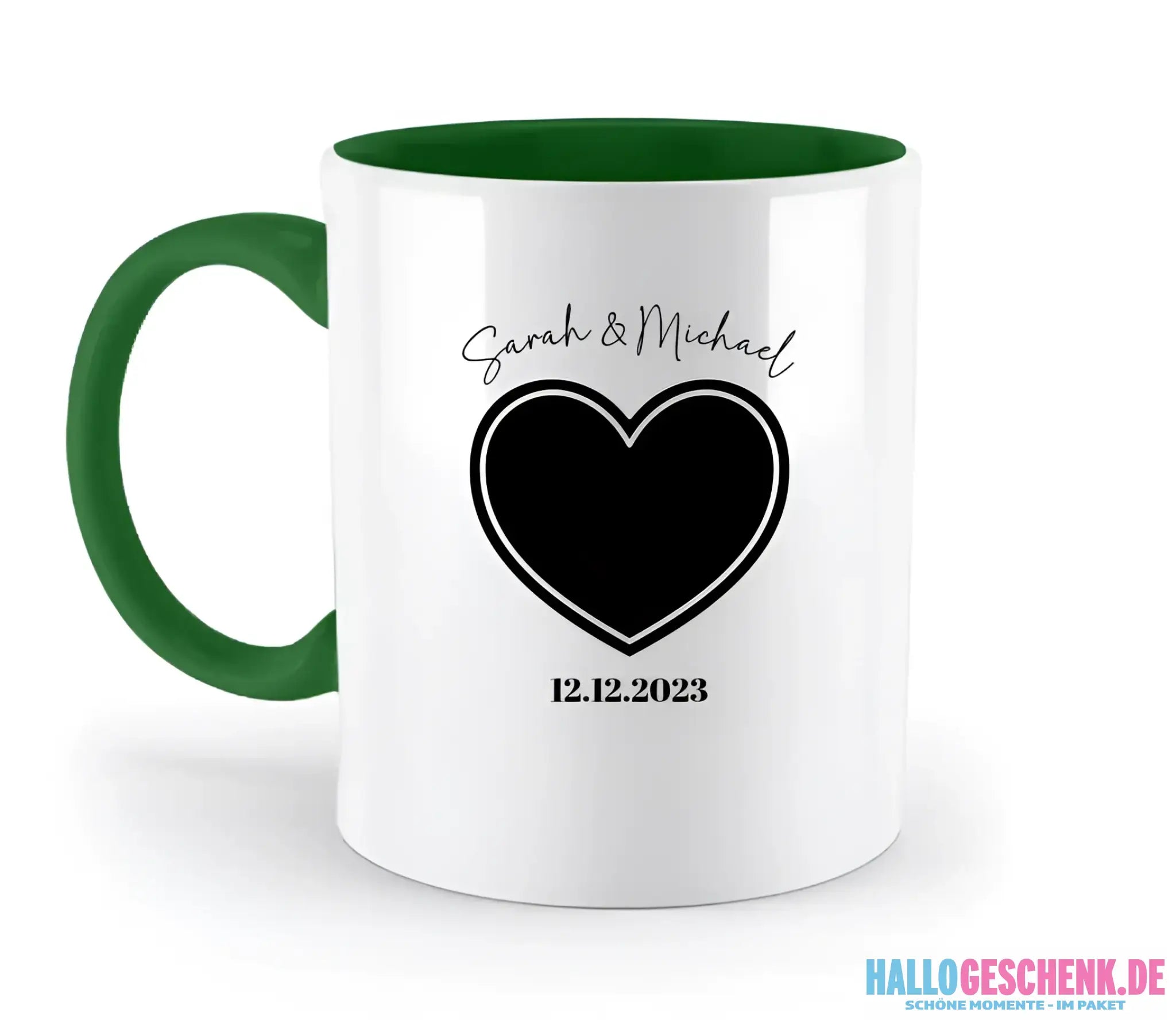 Dein Bild im "Couple-Herz"-Design - zweifarbige Tasse
