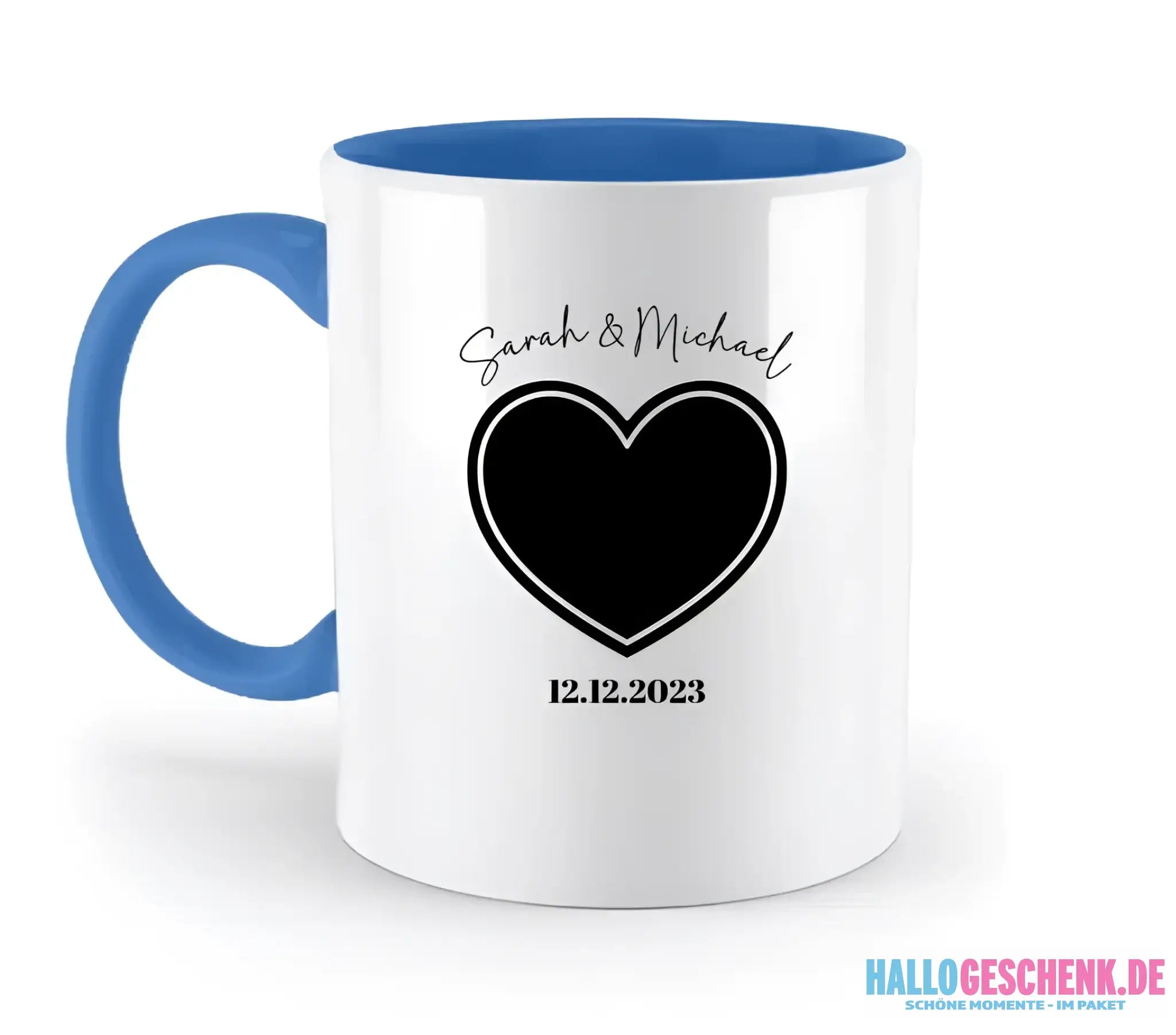 Dein Bild im "Couple-Herz"-Design - zweifarbige Tasse