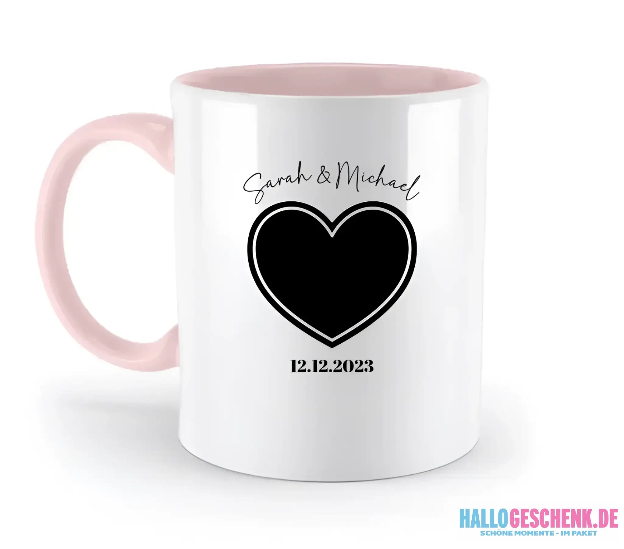 Dein Bild im "Couple-Herz"-Design - zweifarbige Tasse