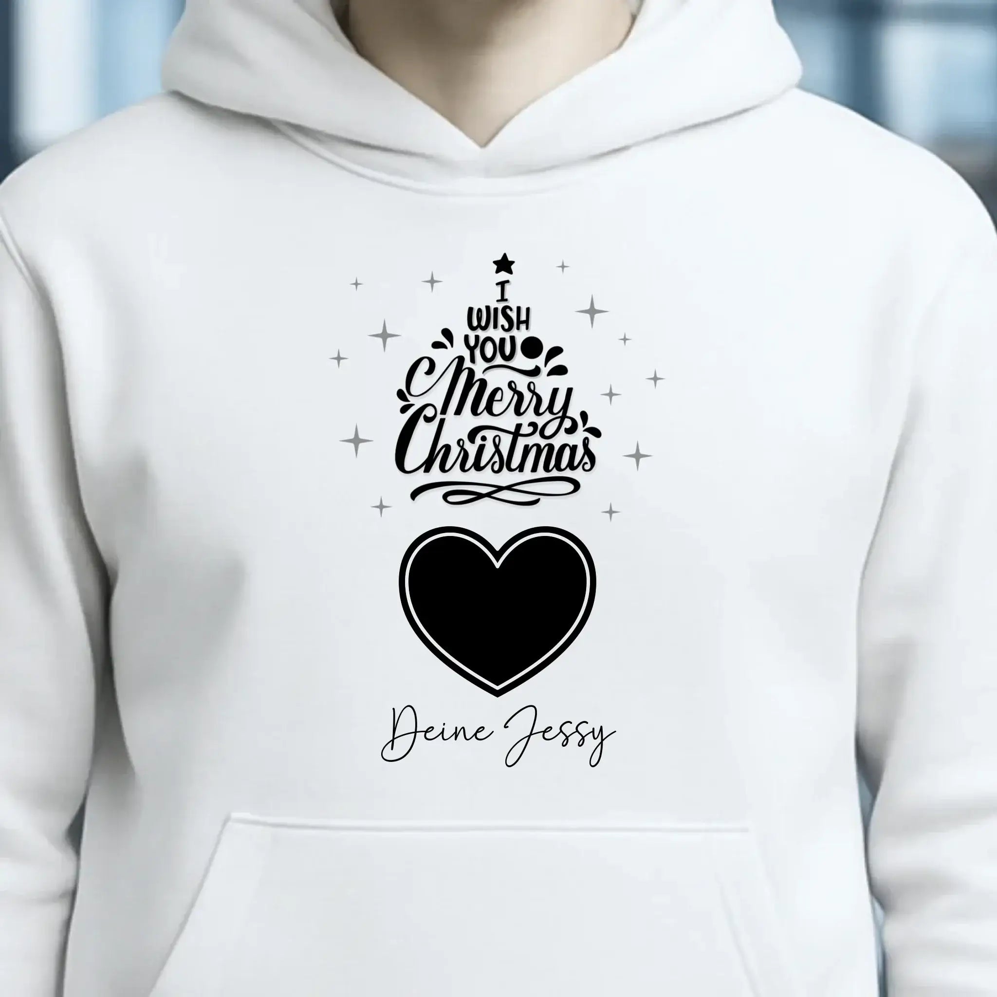 Dein Bild im Merry Christmas Tree + Name für Weihnachten • Musik • Unisex Premium Hoodie XS-5XL aus Bio-Baumwolle für Damen & Herren