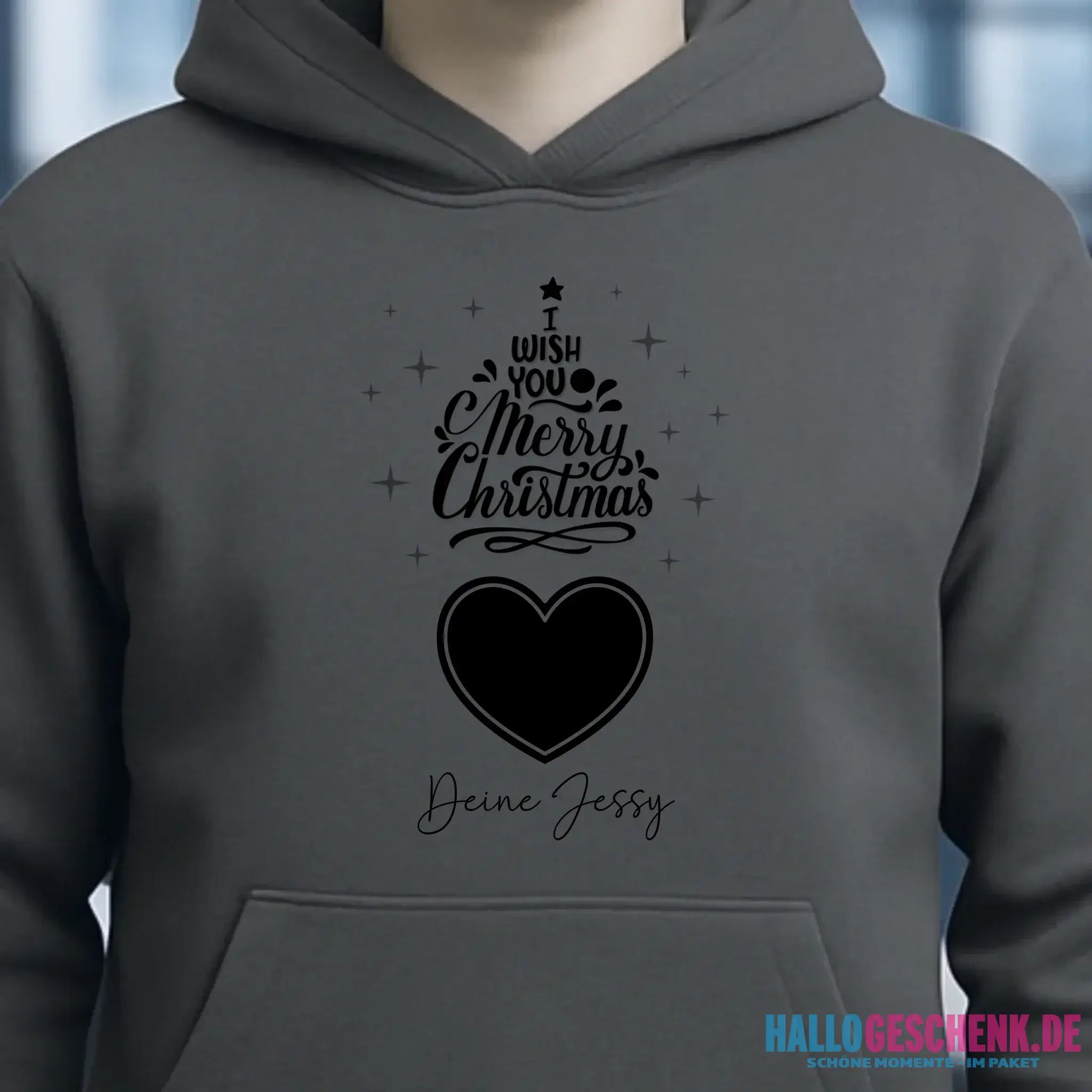 Dein Bild im Merry Christmas Tree + Name für Weihnachten • Musik • Unisex Premium Hoodie XS-5XL aus Bio-Baumwolle für Damen & Herren