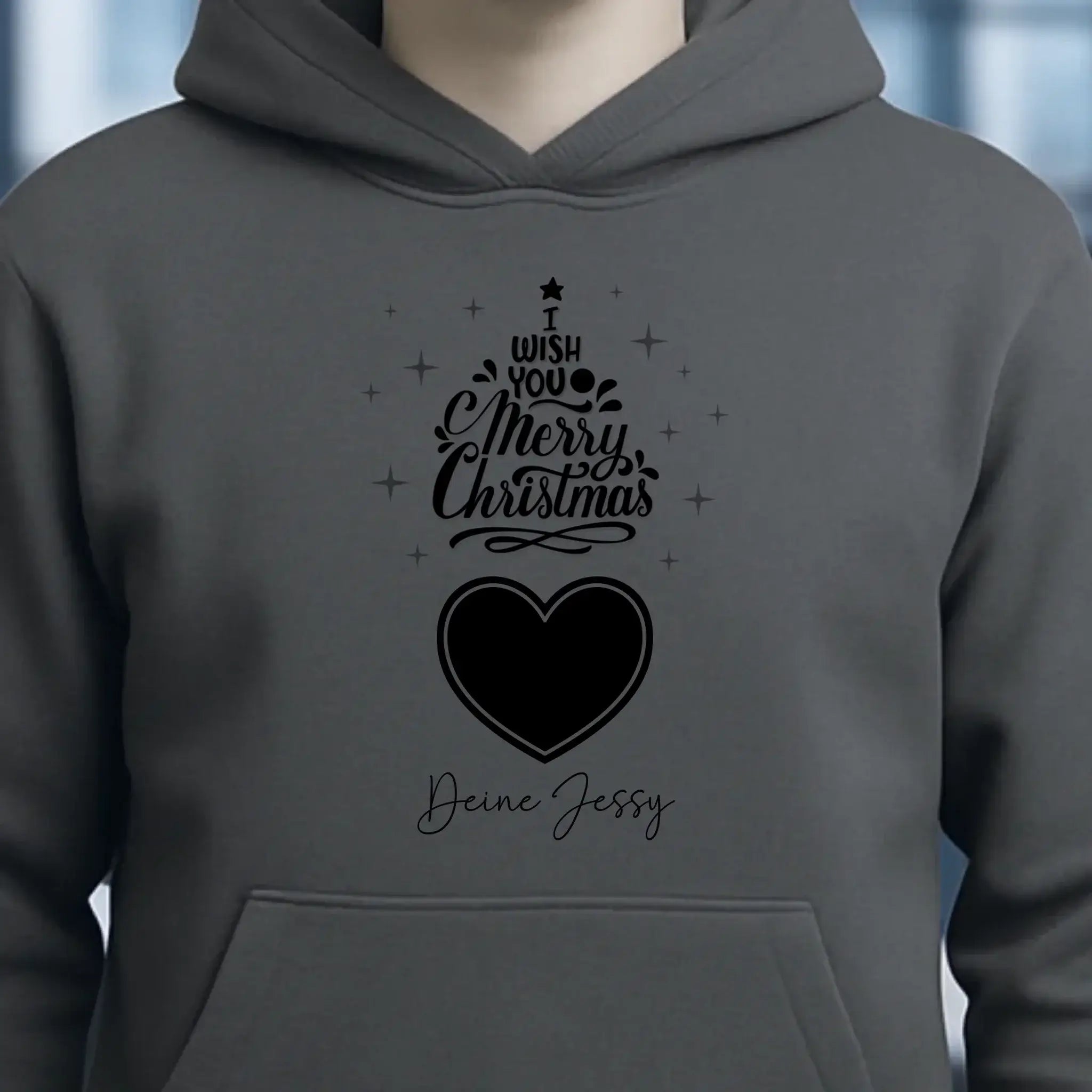 Dein Bild im Merry Christmas Tree + Name für Weihnachten • Musik • Unisex Premium Hoodie XS-5XL aus Bio-Baumwolle für Damen & Herren