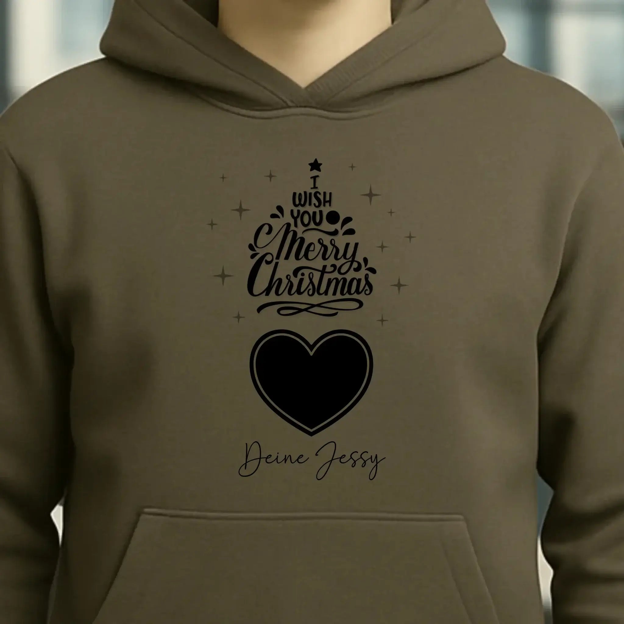 Dein Bild im Merry Christmas Tree + Name für Weihnachten • Musik • Unisex Premium Hoodie XS-5XL aus Bio-Baumwolle für Damen & Herren