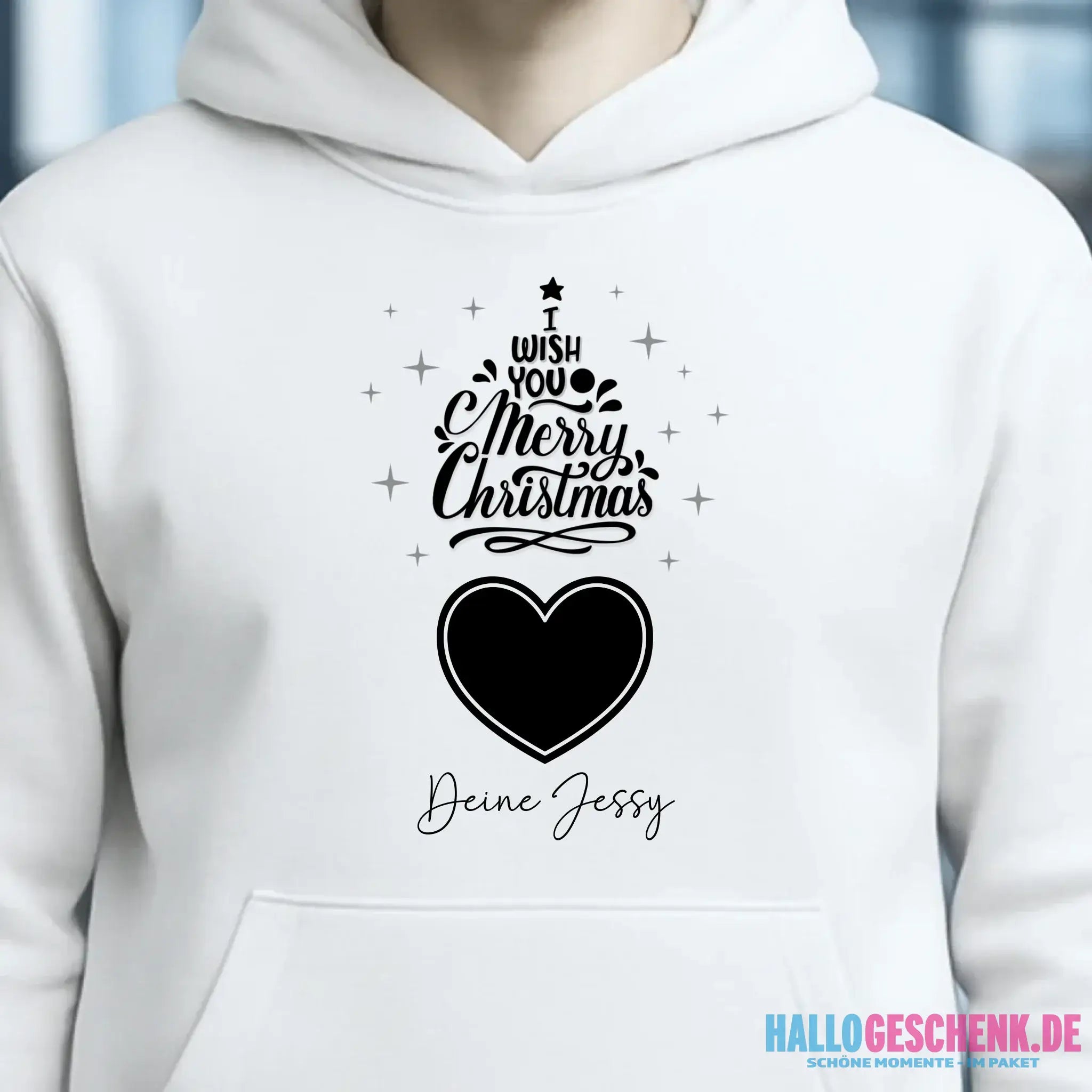Dein Bild im Merry Christmas Tree + Name für Weihnachten • Musik • Unisex Premium Hoodie XS-5XL aus Bio-Baumwolle für Damen & Herren