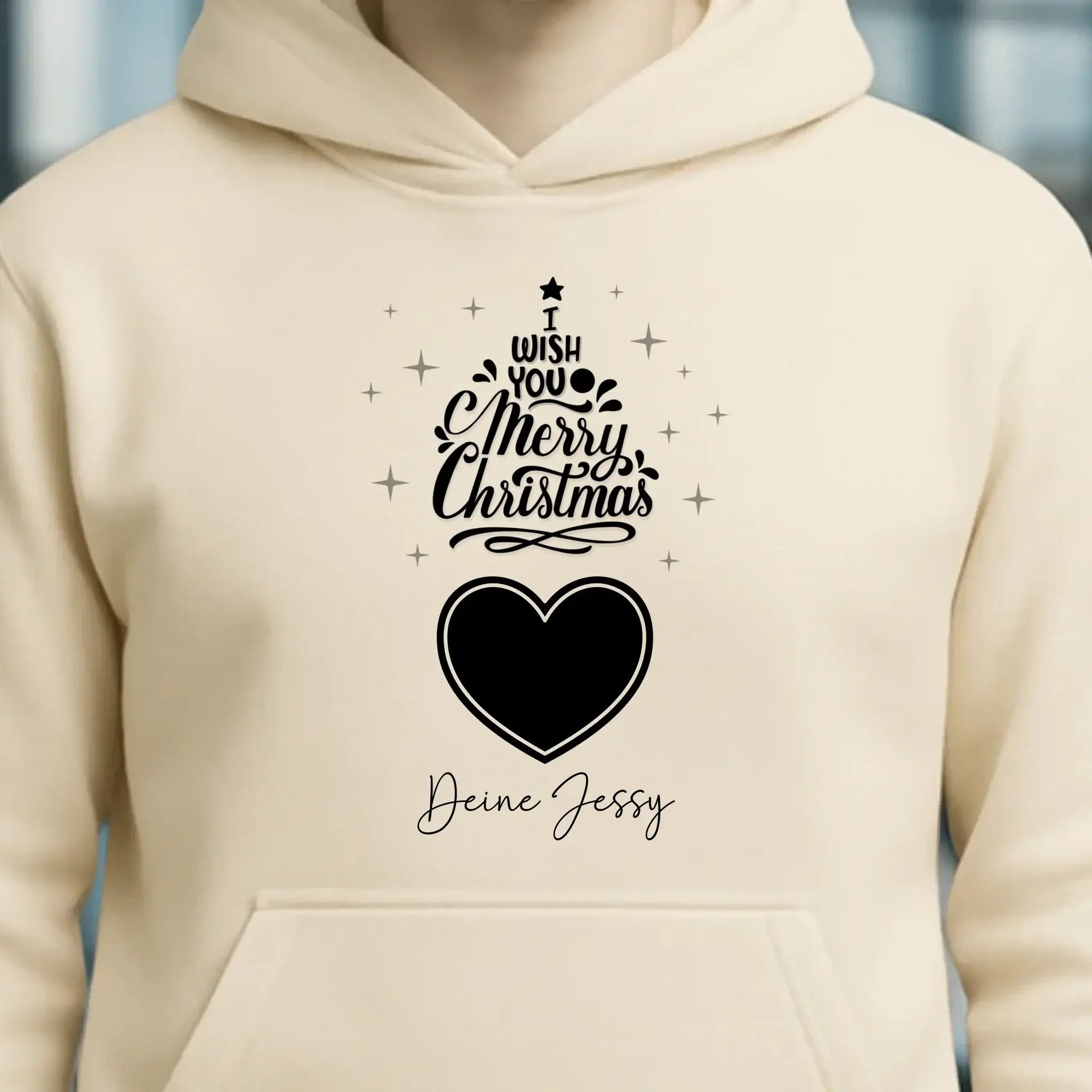 Dein Bild im Merry Christmas Tree + Name für Weihnachten • Musik • Unisex Premium Hoodie XS-5XL aus Bio-Baumwolle für Damen & Herren