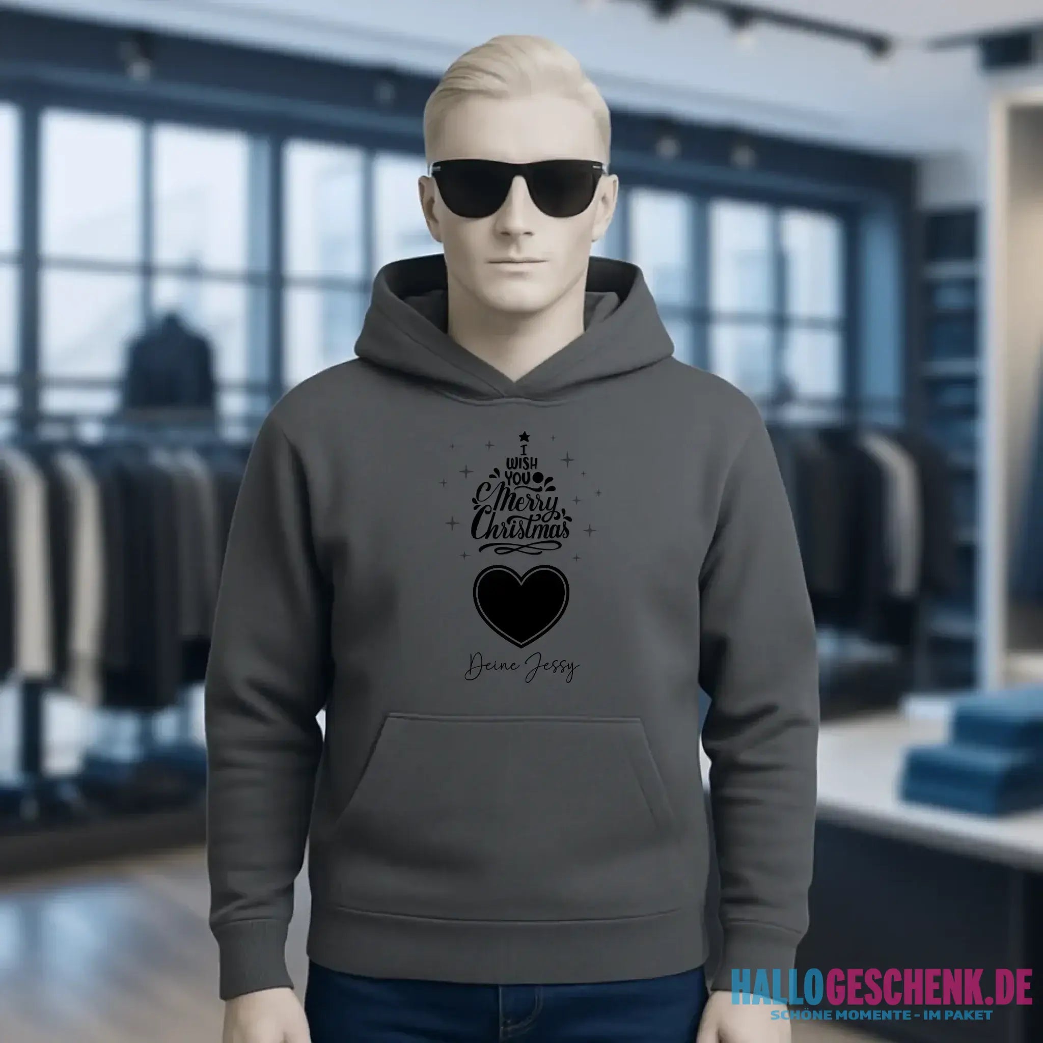 Dein Bild im Merry Christmas Tree + Name für Weihnachten • Musik • Unisex Premium Hoodie XS-5XL aus Bio-Baumwolle für Damen & Herren