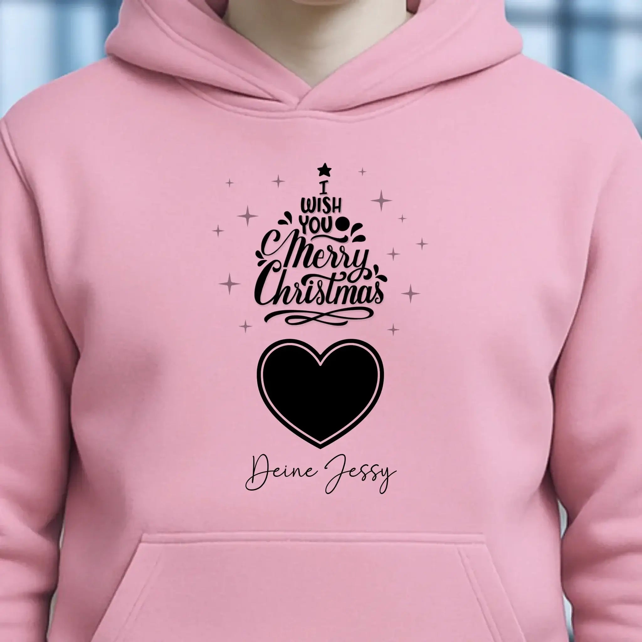 Dein Bild im Merry Christmas Tree + Name für Weihnachten • Musik • Unisex Premium Hoodie XS-5XL aus Bio-Baumwolle für Damen & Herren