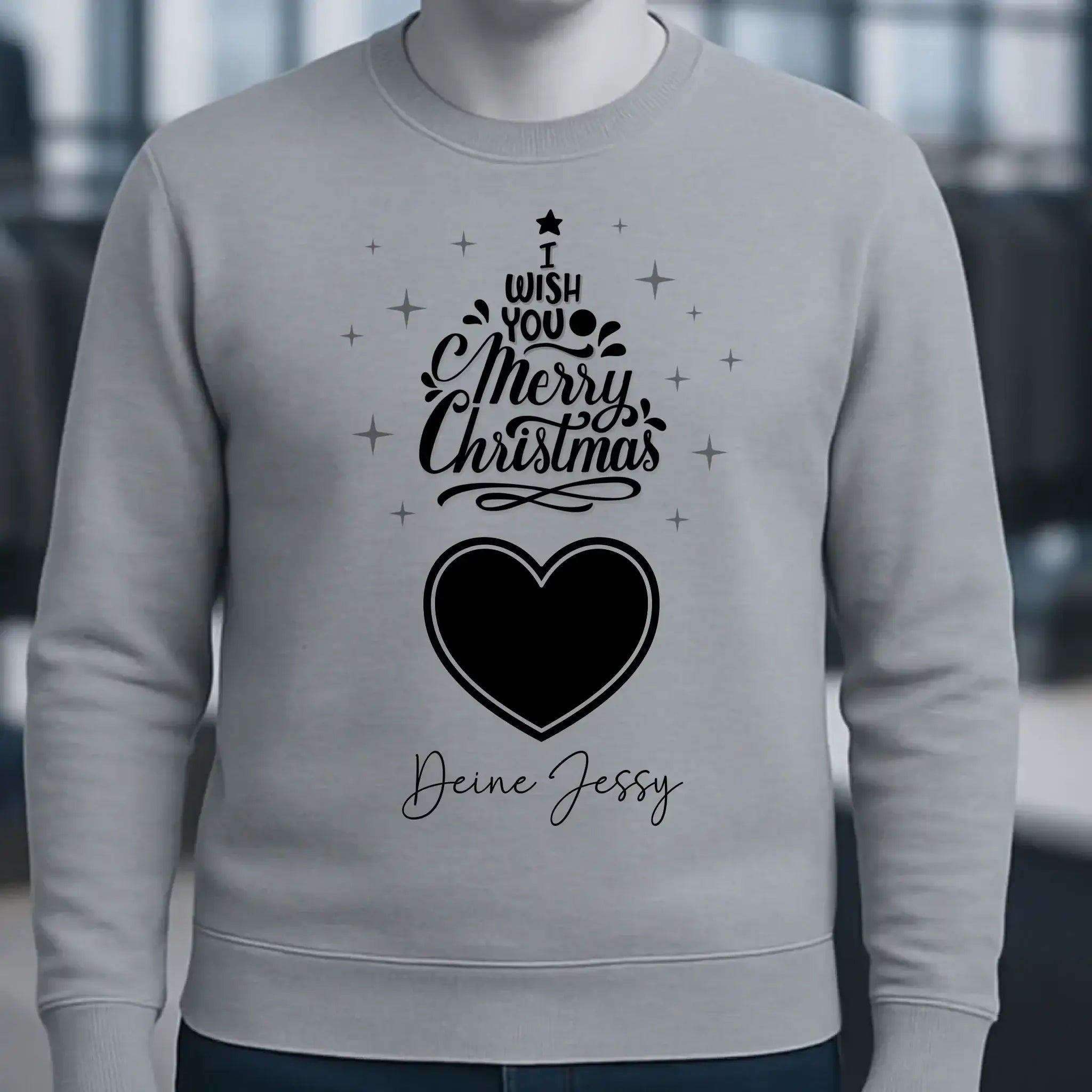 Dein Bild im Merry Christmas Tree + Name für Weihnachten • Unisex Sweatshirt Bio-Baumwolle in 4 Farben XS-3XL • personalisiert