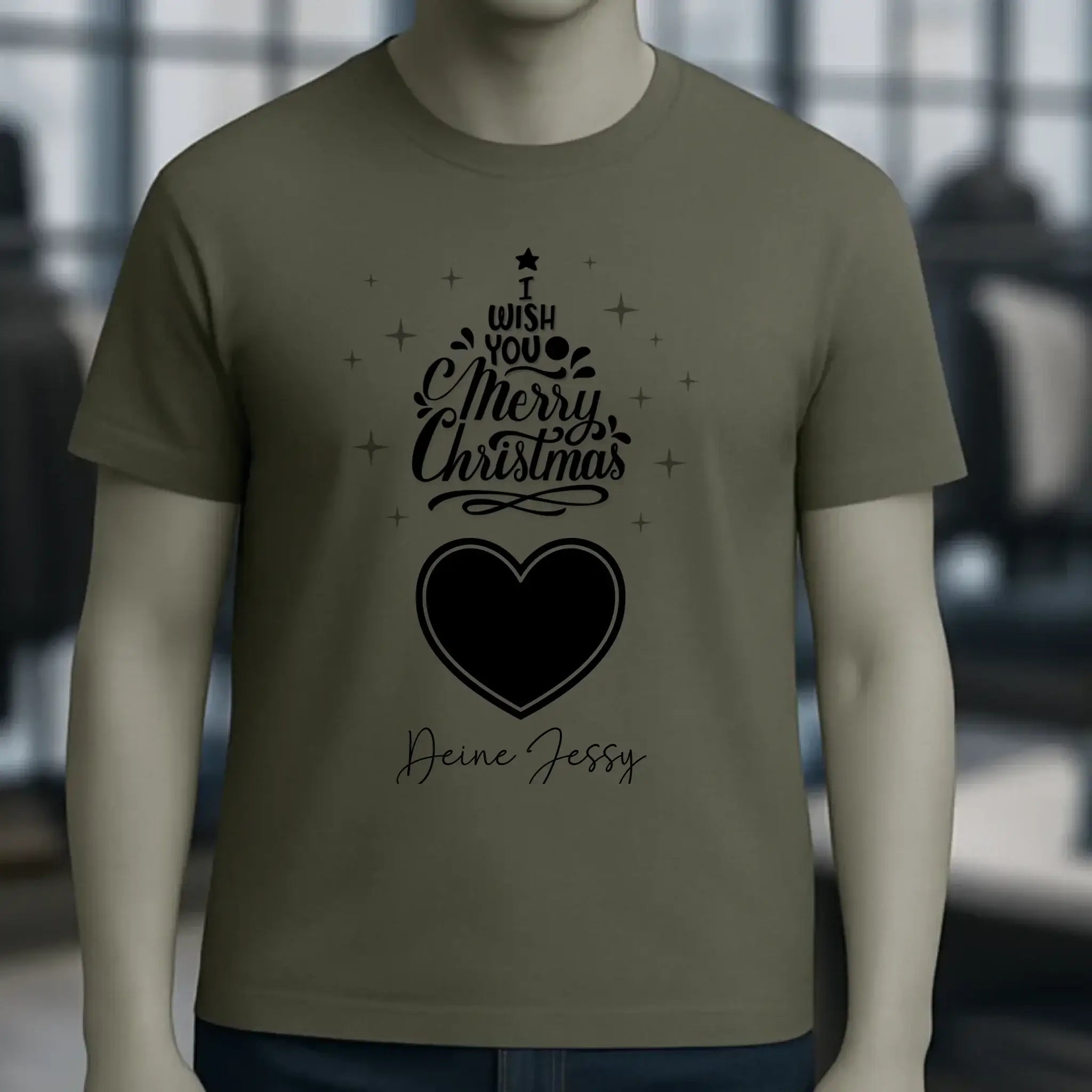 Dein Bild im Merry Christmas Tree + Name für Weihnachten • Unisex Premium T-Shirt XS-5XL aus Bio-Baumwolle für Damen & Herren • Exklusivdesign • personalisiert