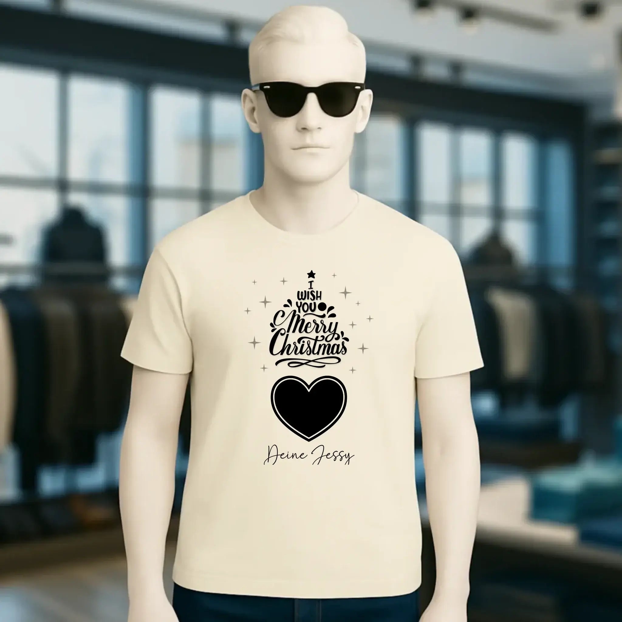 Dein Bild im Merry Christmas Tree + Name für Weihnachten • Unisex Premium T-Shirt XS-5XL aus Bio-Baumwolle für Damen & Herren • Exklusivdesign • personalisiert