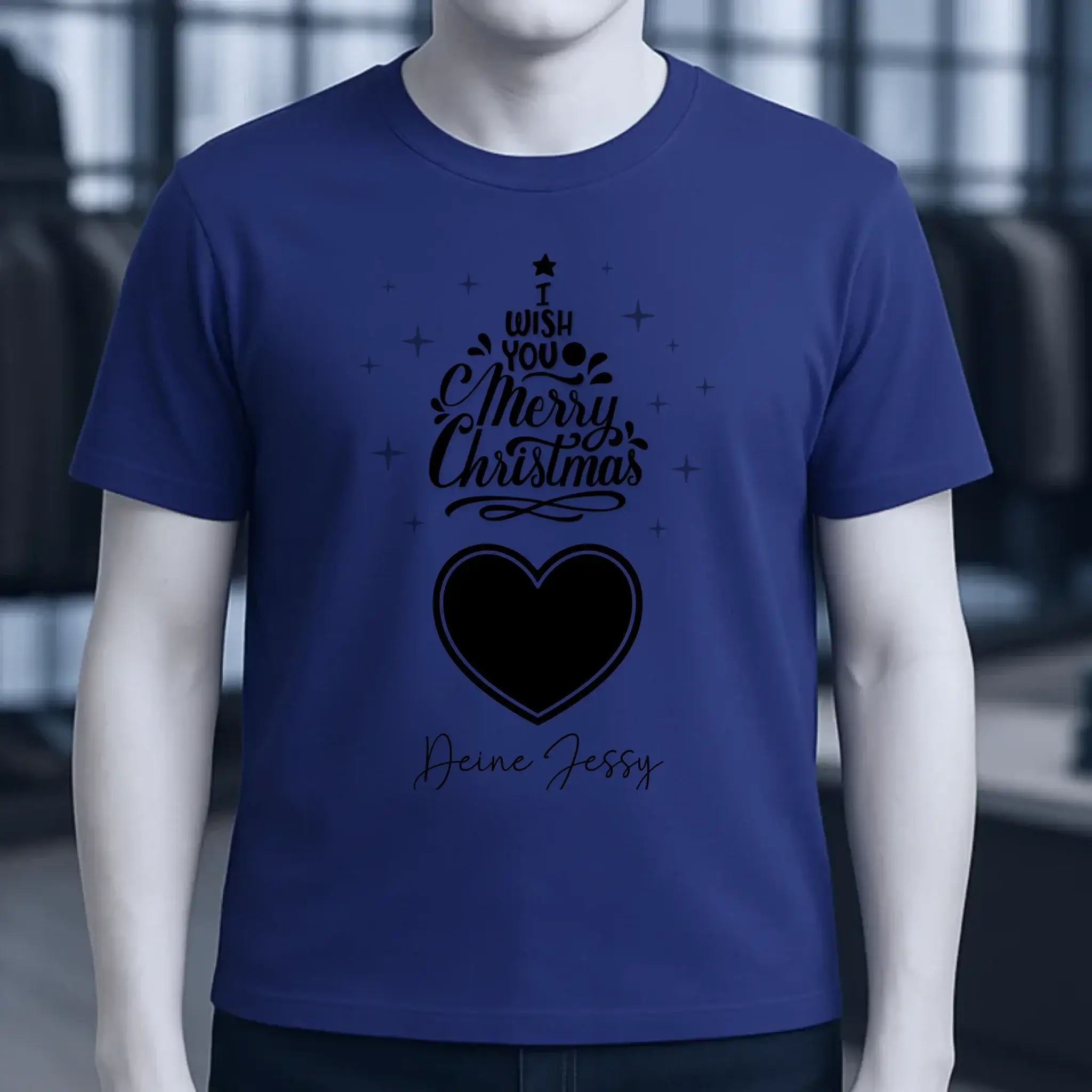 Dein Bild im Merry Christmas Tree + Name für Weihnachten • Unisex Premium T-Shirt XS-5XL aus Bio-Baumwolle für Damen & Herren • Exklusivdesign • personalisiert