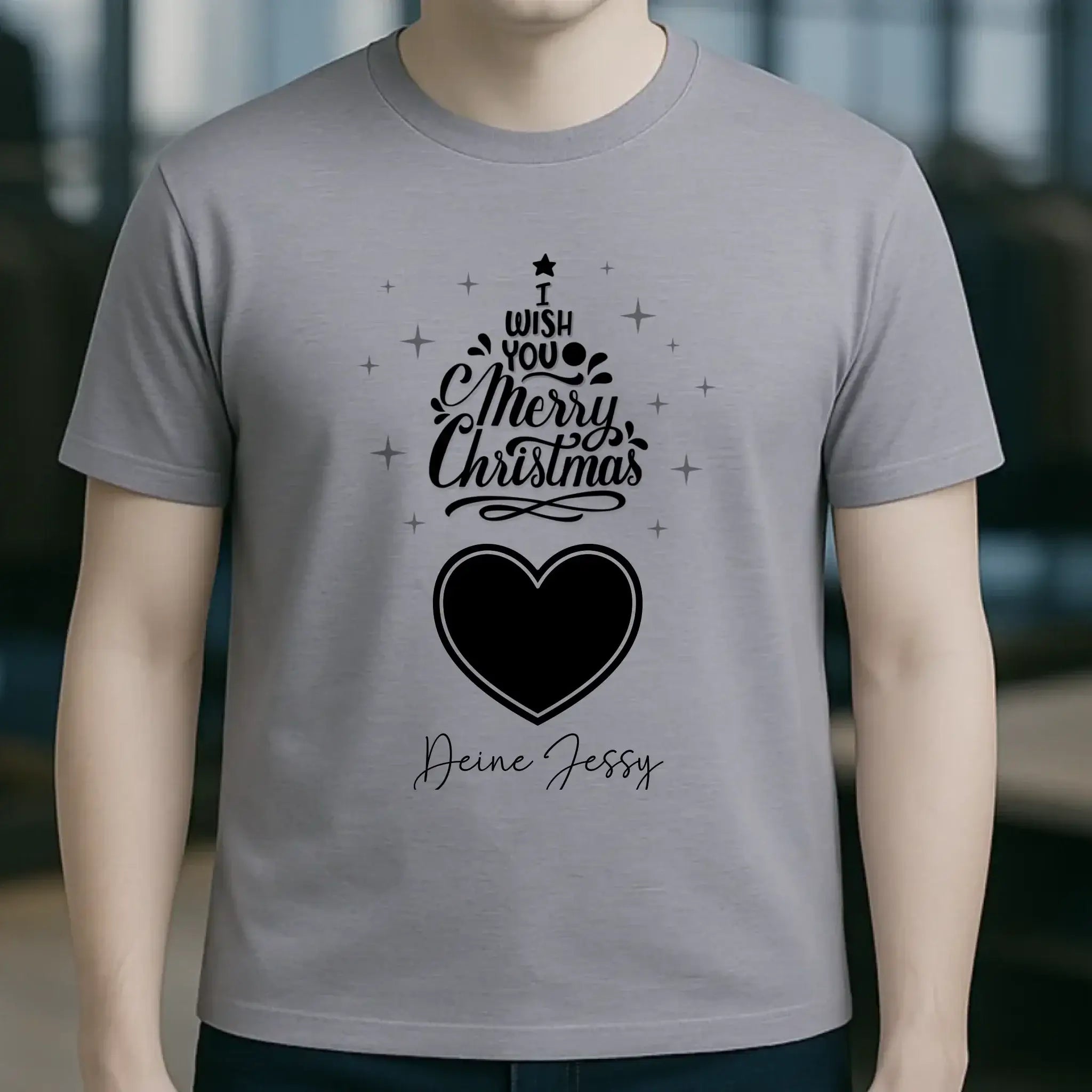 Dein Bild im Merry Christmas Tree + Name für Weihnachten • Unisex Premium T-Shirt XS-5XL aus Bio-Baumwolle für Damen & Herren • Exklusivdesign • personalisiert