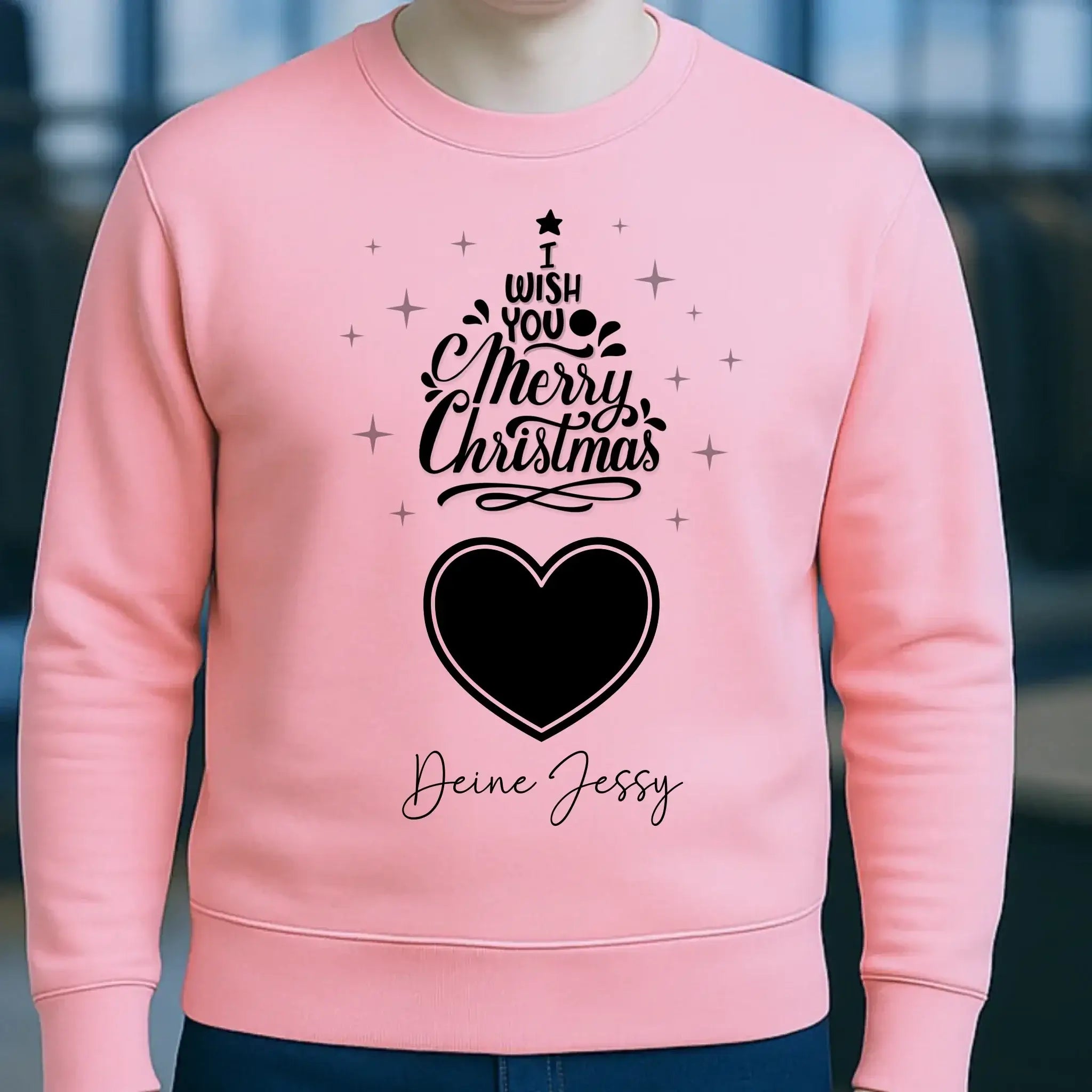 Dein Bild im Merry Christmas Tree + Name für Weihnachten • Unisex Sweatshirt Bio-Baumwolle in 4 Farben XS-3XL • personalisiert