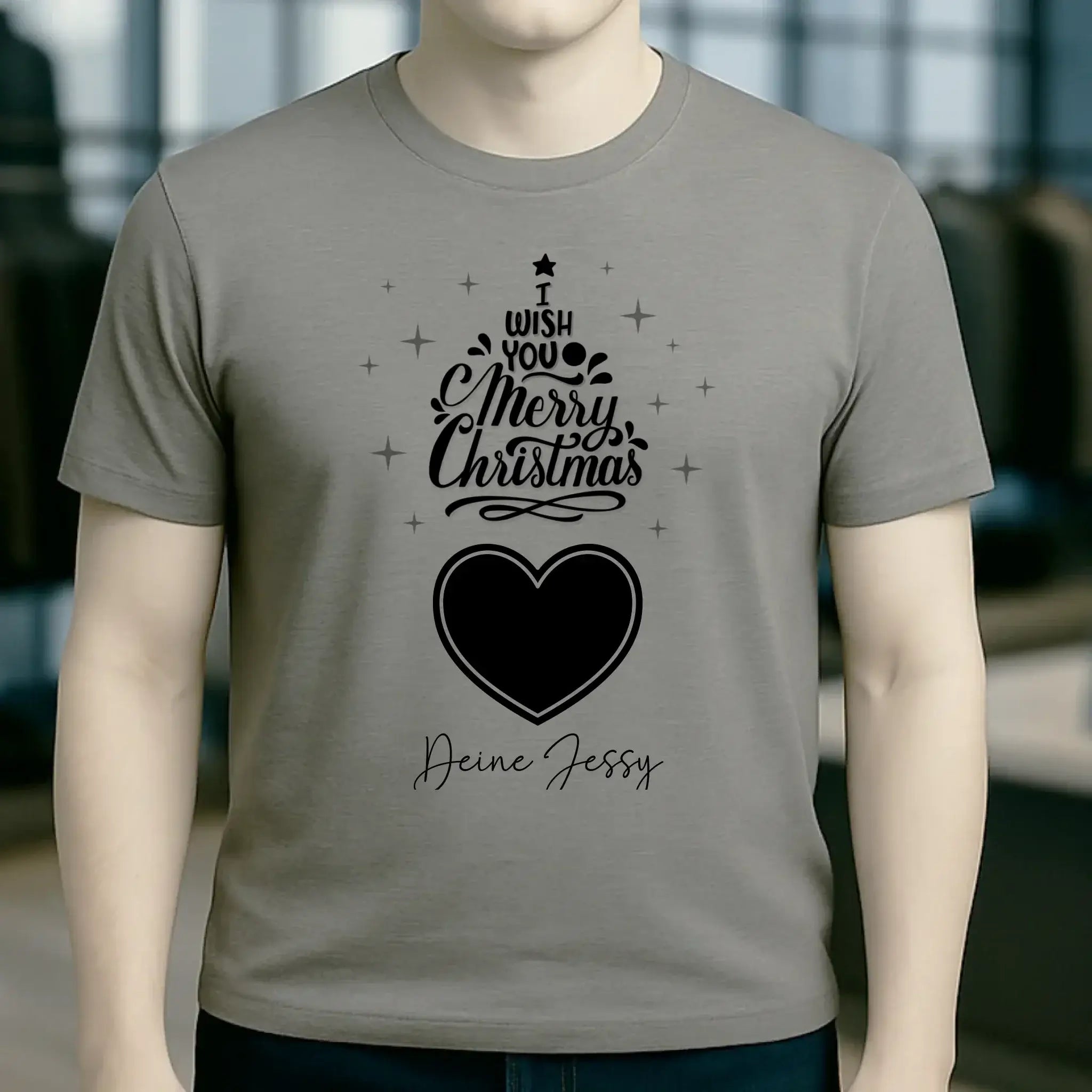 Dein Bild im Merry Christmas Tree + Name für Weihnachten • Unisex Premium T-Shirt XS-5XL aus Bio-Baumwolle für Damen & Herren • Exklusivdesign • personalisiert