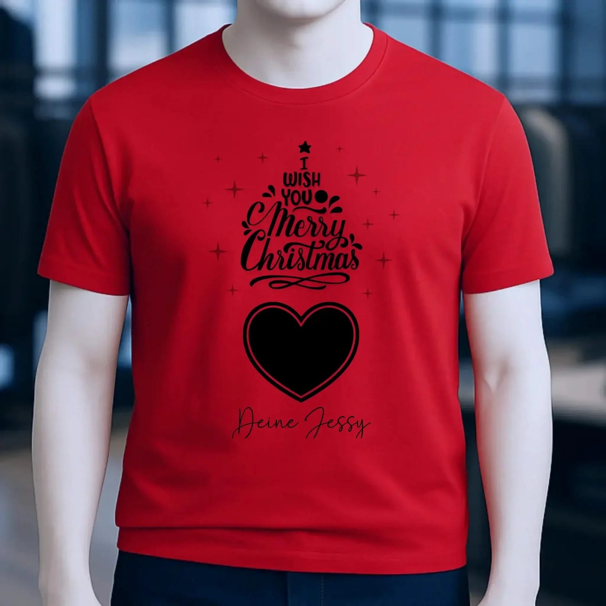 Dein Bild im Merry Christmas Tree + Name für Weihnachten • Unisex Premium T-Shirt XS-5XL aus Bio-Baumwolle für Damen & Herren • Exklusivdesign • personalisiert