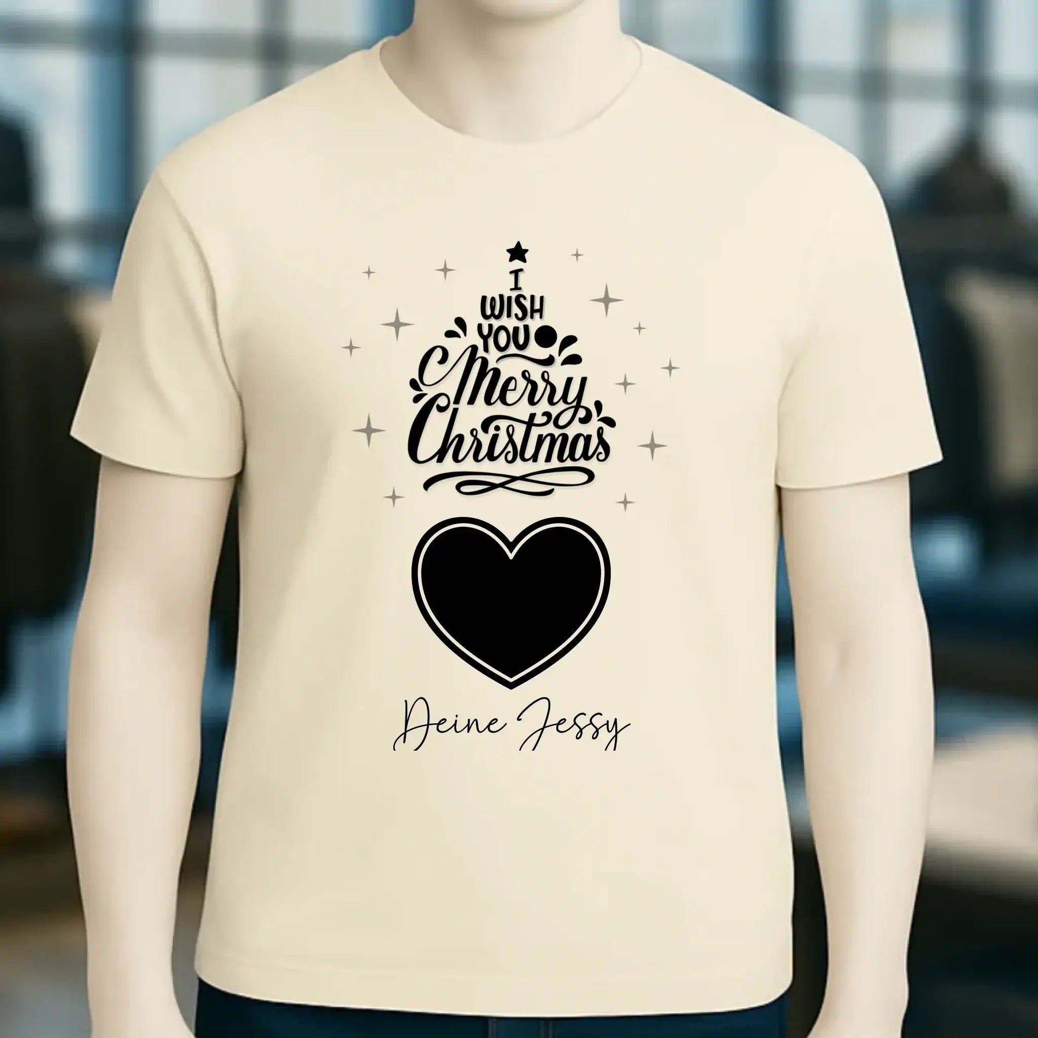 Dein Bild im Merry Christmas Tree + Name für Weihnachten • Unisex Premium T-Shirt XS-5XL aus Bio-Baumwolle für Damen & Herren • Exklusivdesign • personalisiert