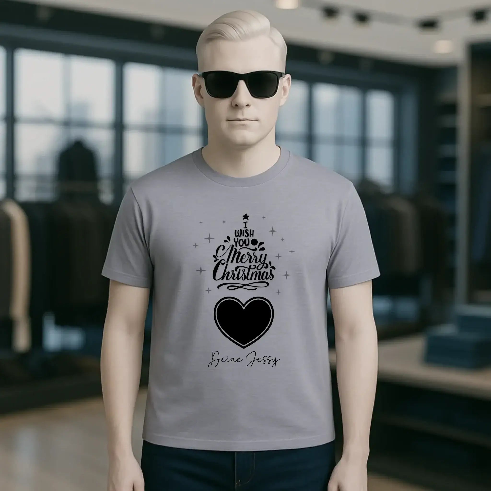 Dein Bild im Merry Christmas Tree + Name für Weihnachten • Unisex Premium T-Shirt XS-5XL aus Bio-Baumwolle für Damen & Herren • Exklusivdesign • personalisiert