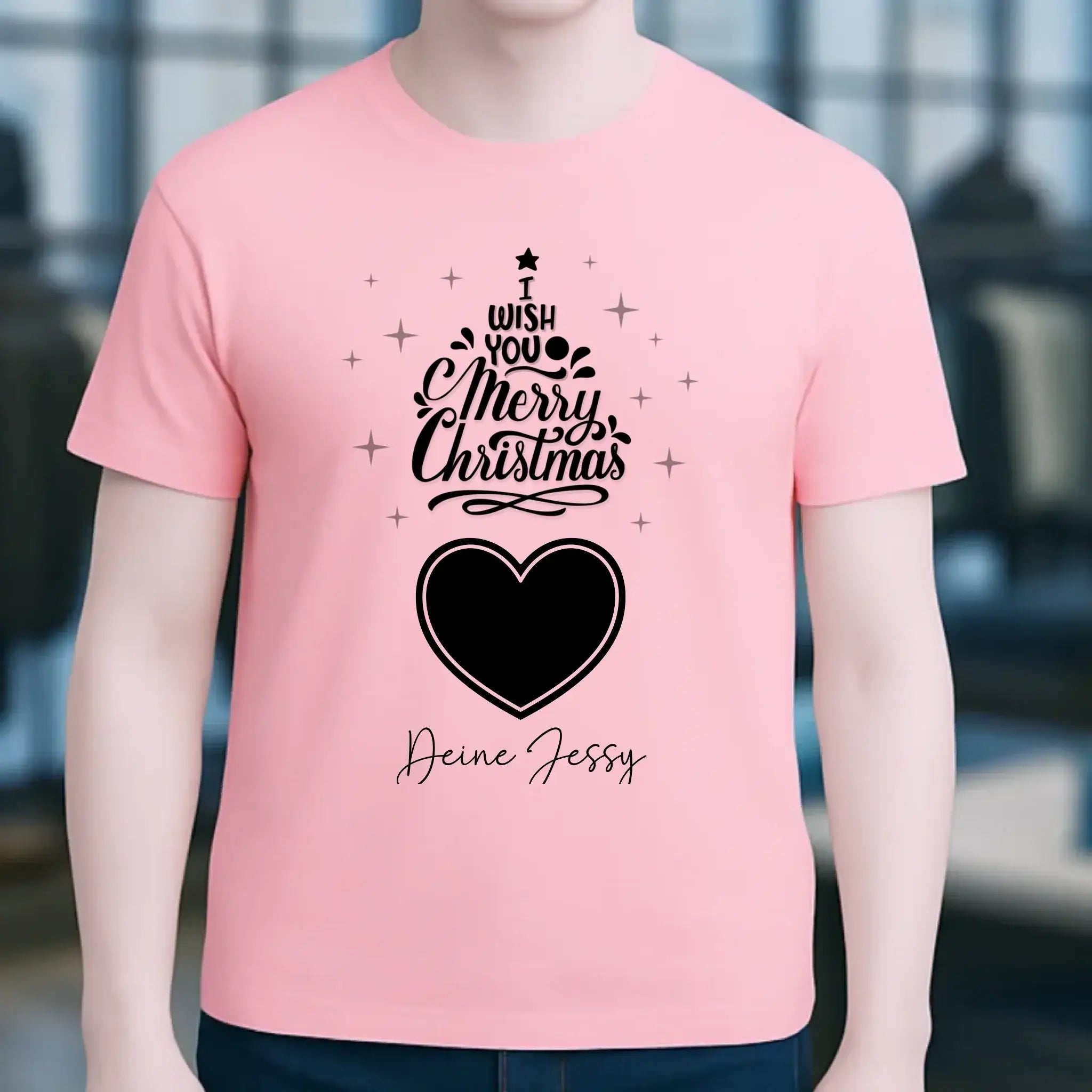 Dein Bild im Merry Christmas Tree + Name für Weihnachten • Unisex Premium T-Shirt XS-5XL aus Bio-Baumwolle für Damen & Herren • Exklusivdesign • personalisiert