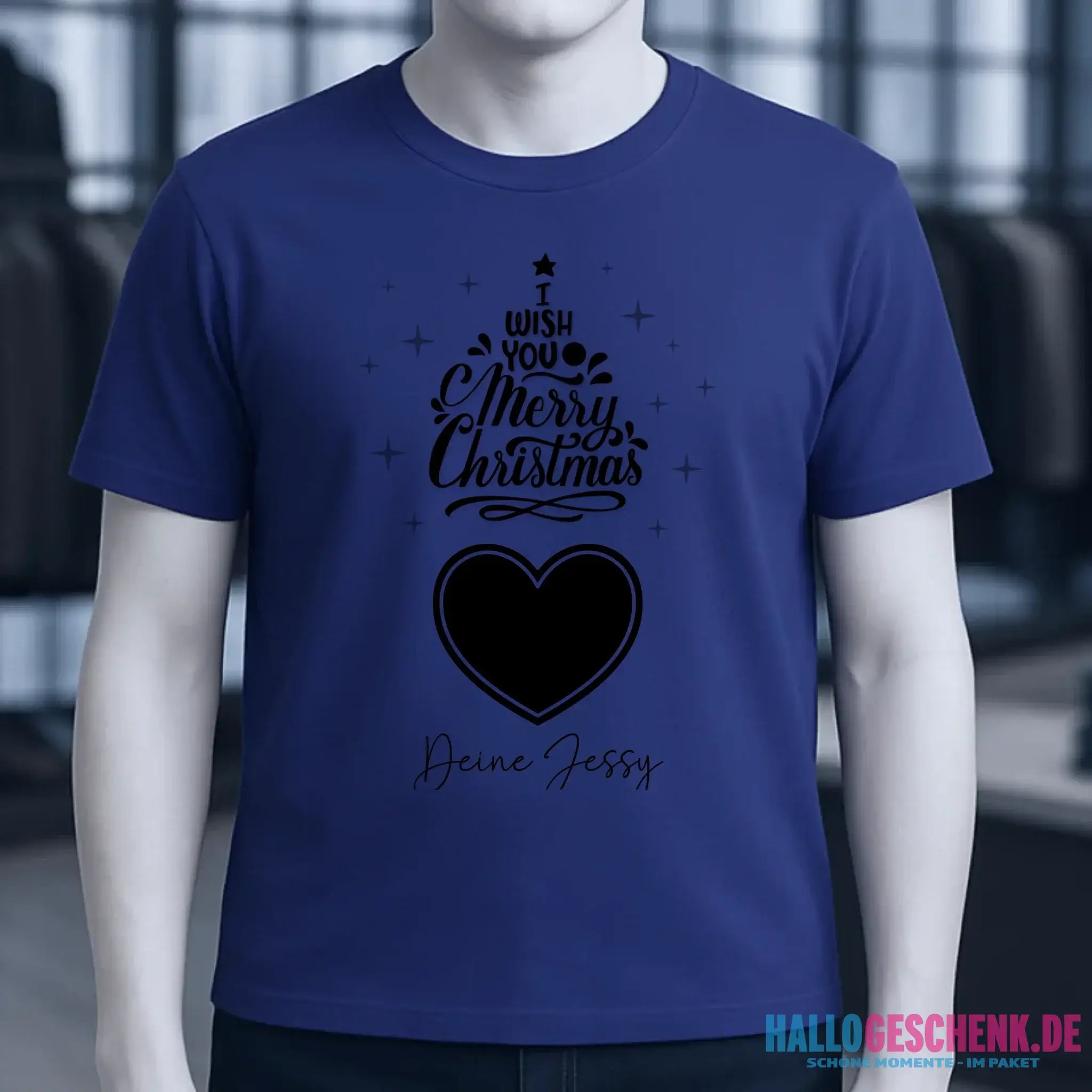 Dein Bild im Merry Christmas Tree + Name für Weihnachten • Unisex Premium T-Shirt XS-5XL aus Bio-Baumwolle für Damen & Herren • Exklusivdesign • personalisiert