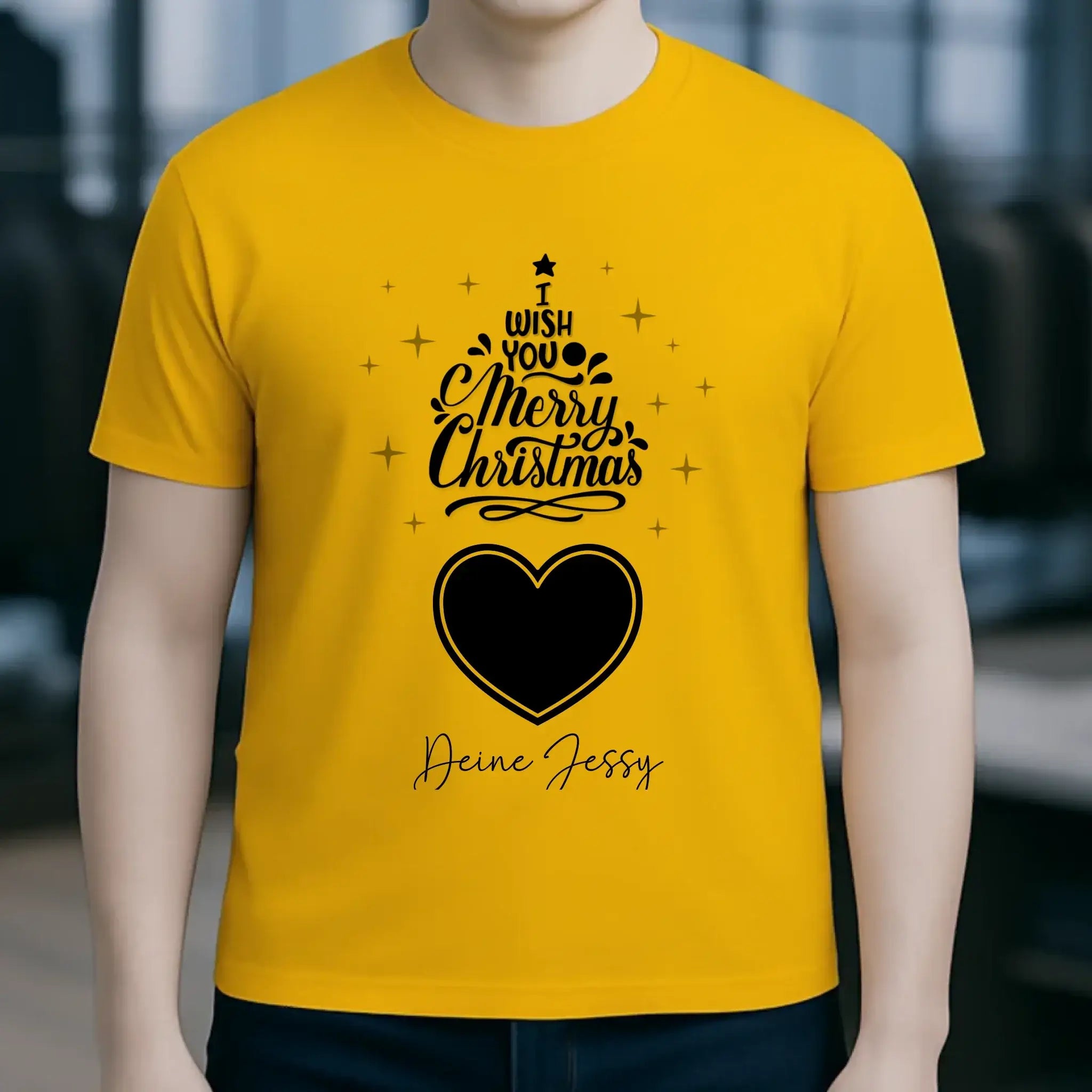 Dein Bild im Merry Christmas Tree + Name für Weihnachten • Unisex Premium T-Shirt XS-5XL aus Bio-Baumwolle für Damen & Herren • Exklusivdesign • personalisiert