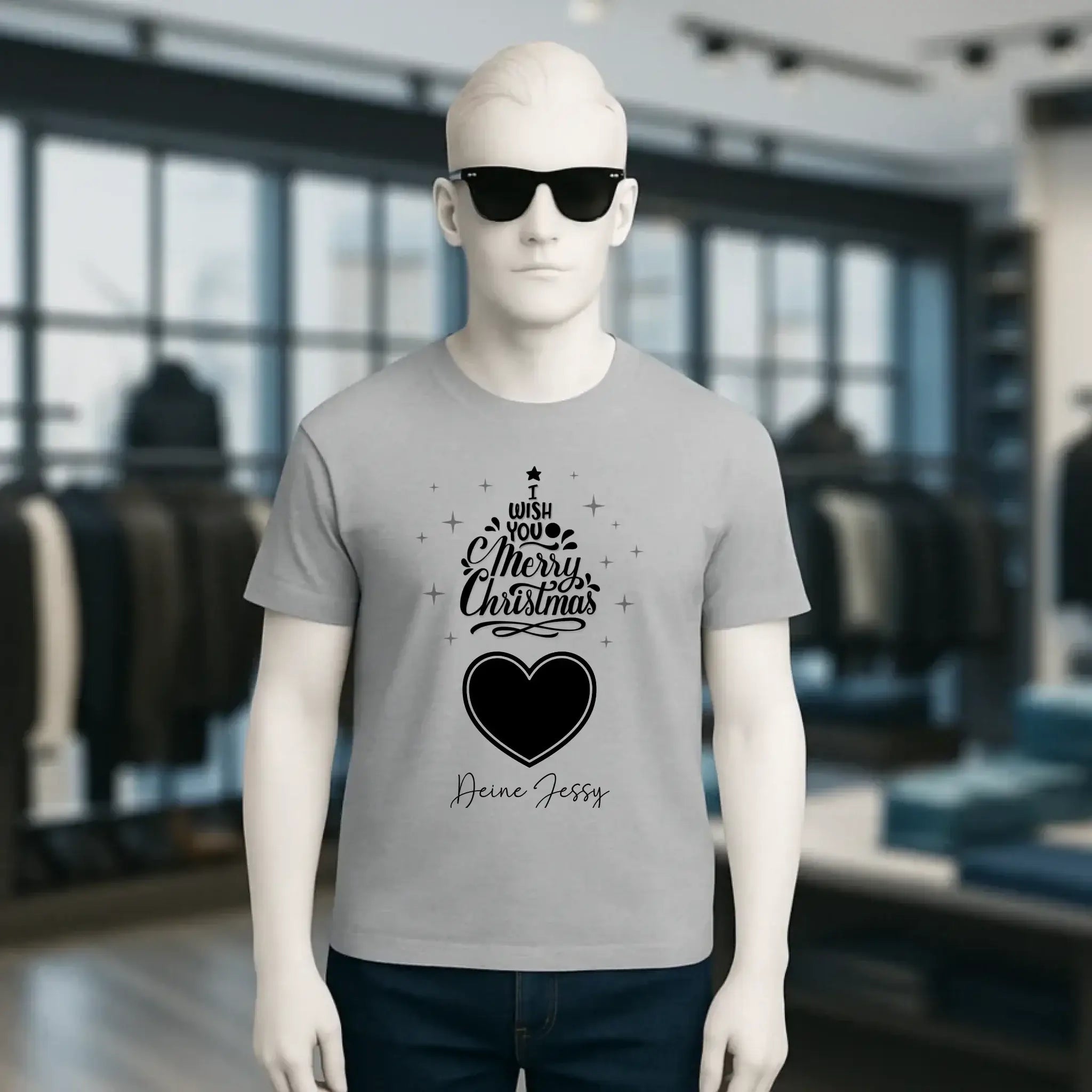 Dein Bild im Merry Christmas Tree + Name für Weihnachten • Unisex Premium T-Shirt XS-5XL aus Bio-Baumwolle für Damen & Herren • Exklusivdesign • personalisiert