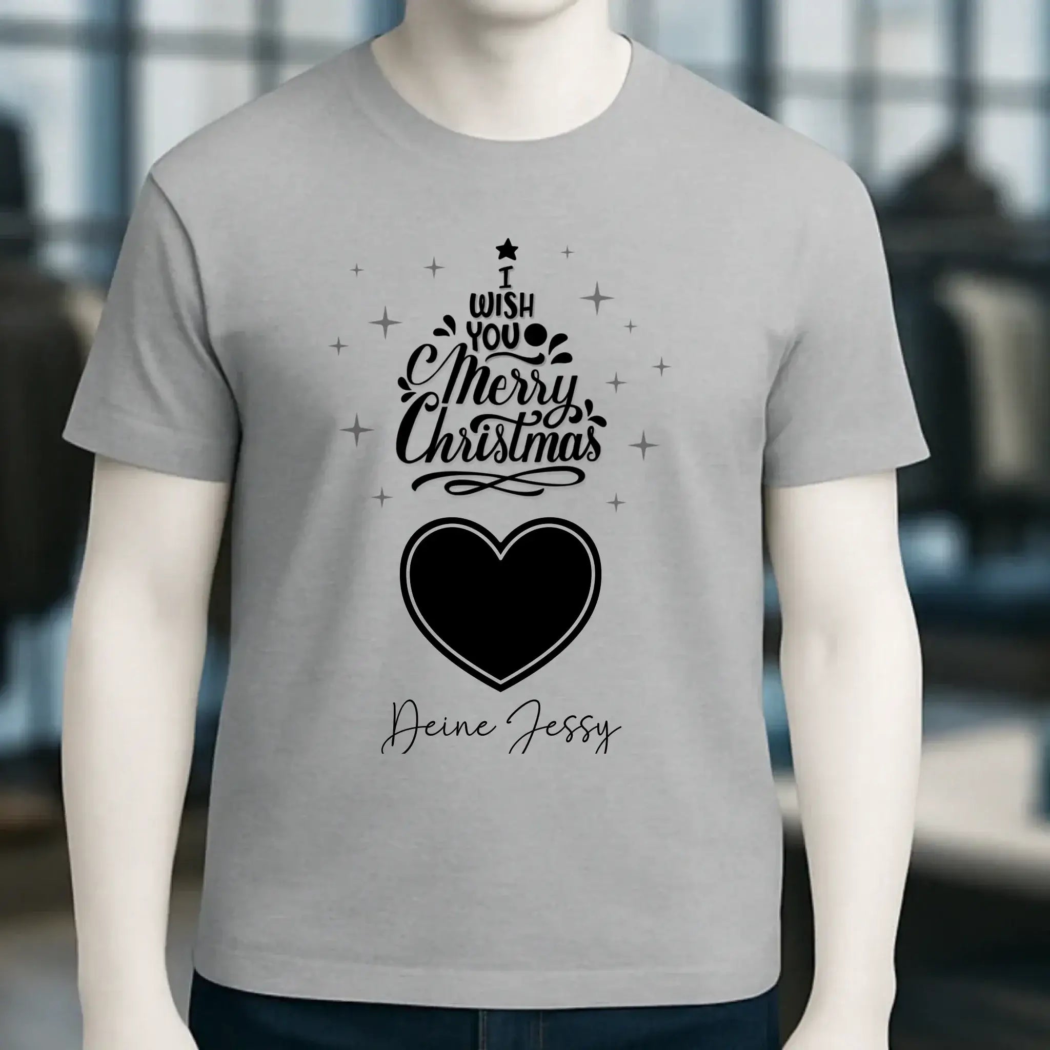 Dein Bild im Merry Christmas Tree + Name für Weihnachten • Unisex Premium T-Shirt XS-5XL aus Bio-Baumwolle für Damen & Herren • Exklusivdesign • personalisiert