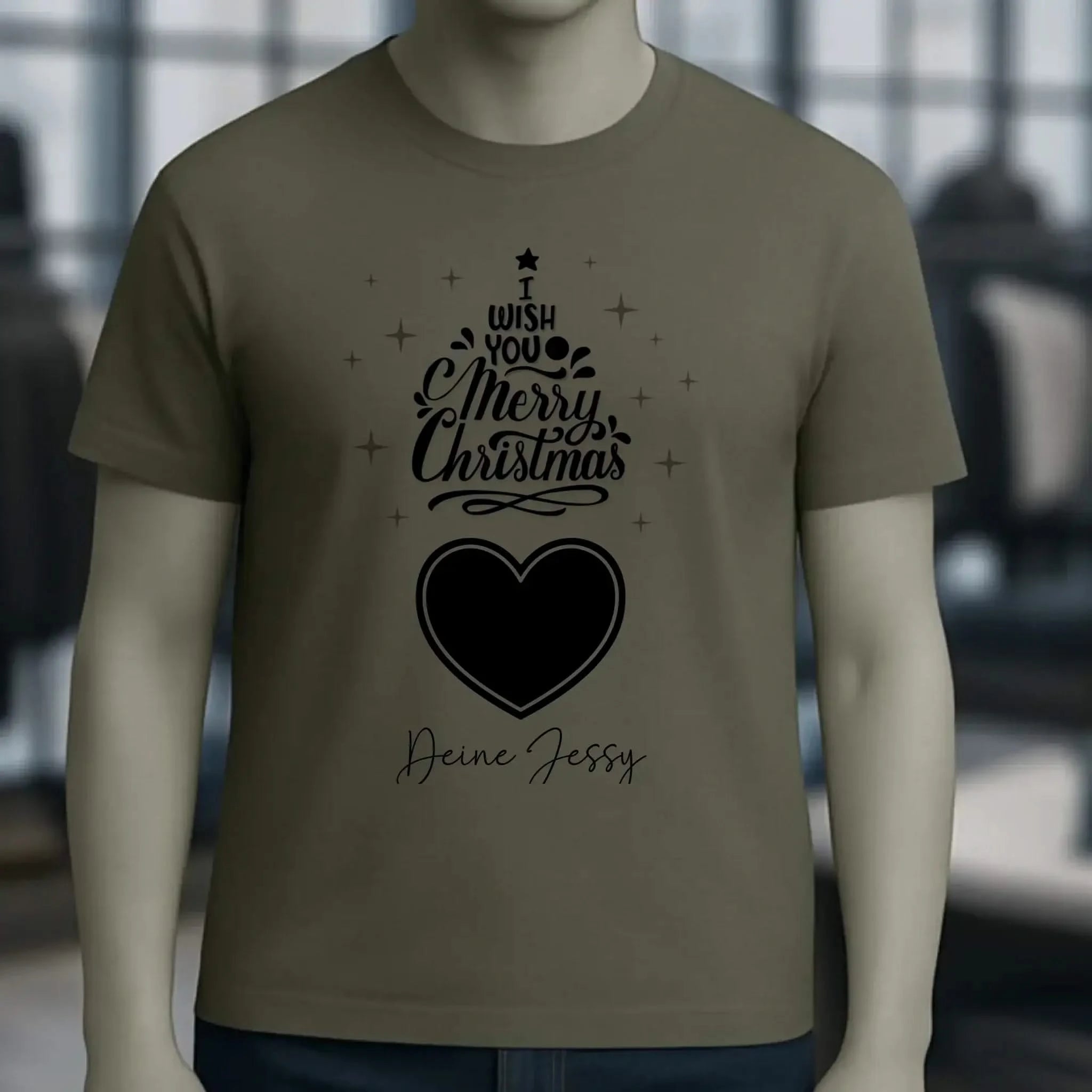 Dein Bild im Merry Christmas Tree + Name für Weihnachten • Unisex Premium T-Shirt XS-5XL aus Bio-Baumwolle für Damen & Herren • Exklusivdesign • personalisiert