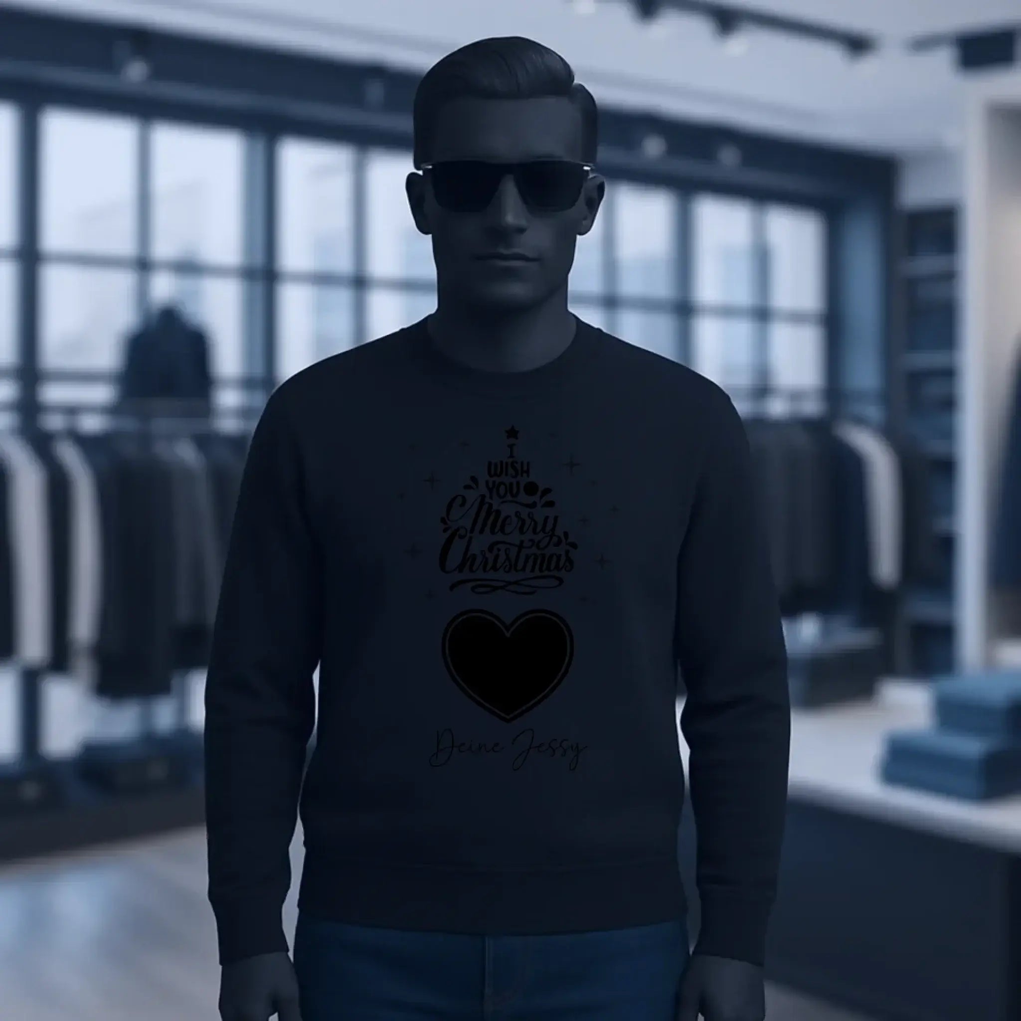 Dein Bild im Merry Christmas Tree + Name für Weihnachten • Unisex Sweatshirt Bio-Baumwolle in 4 Farben XS-3XL • personalisiert