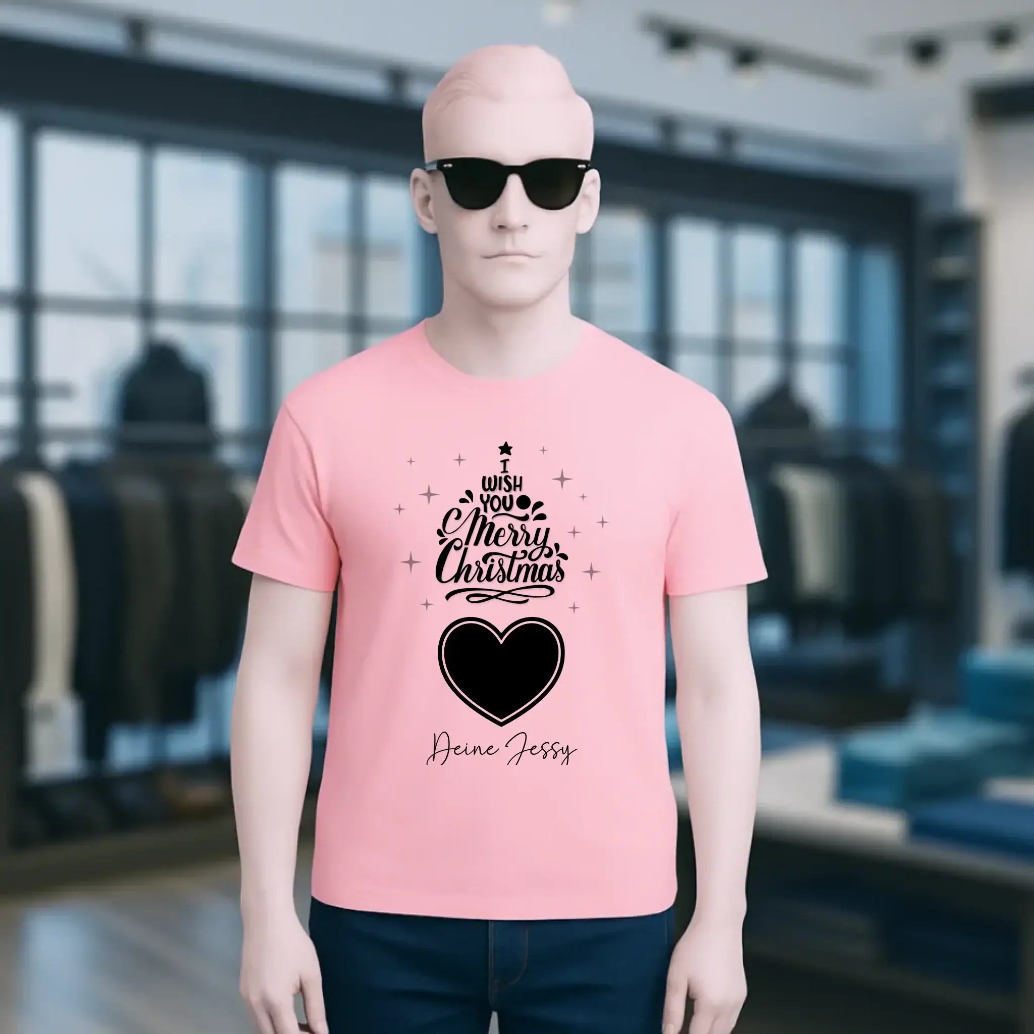 Dein Bild im Merry Christmas Tree + Name für Weihnachten • Unisex Premium T-Shirt XS-5XL aus Bio-Baumwolle für Damen & Herren • Exklusivdesign • personalisiert