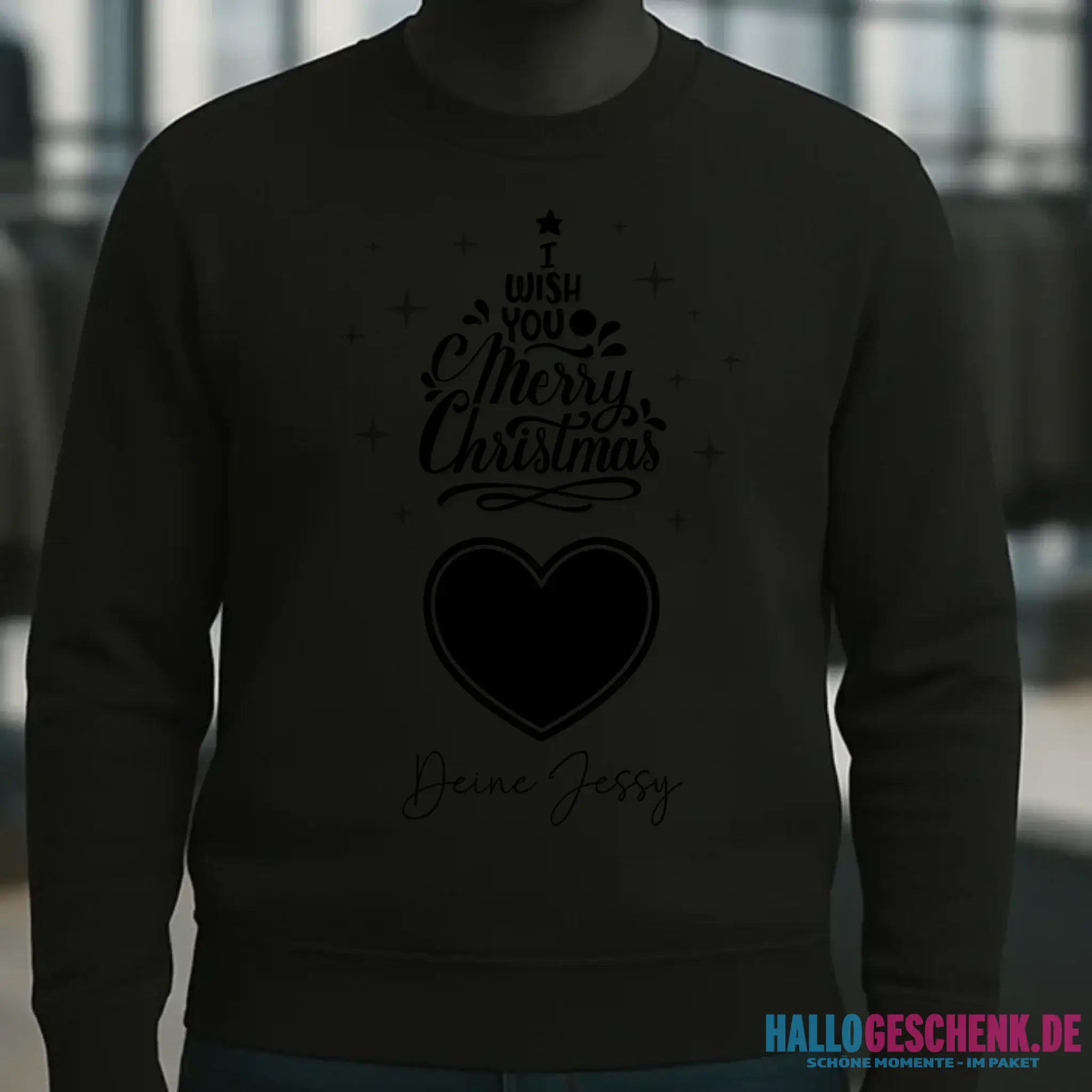 Dein Bild im Merry Christmas Tree + Name für Weihnachten • Unisex Sweatshirt Bio-Baumwolle in 4 Farben XS-3XL • personalisiert