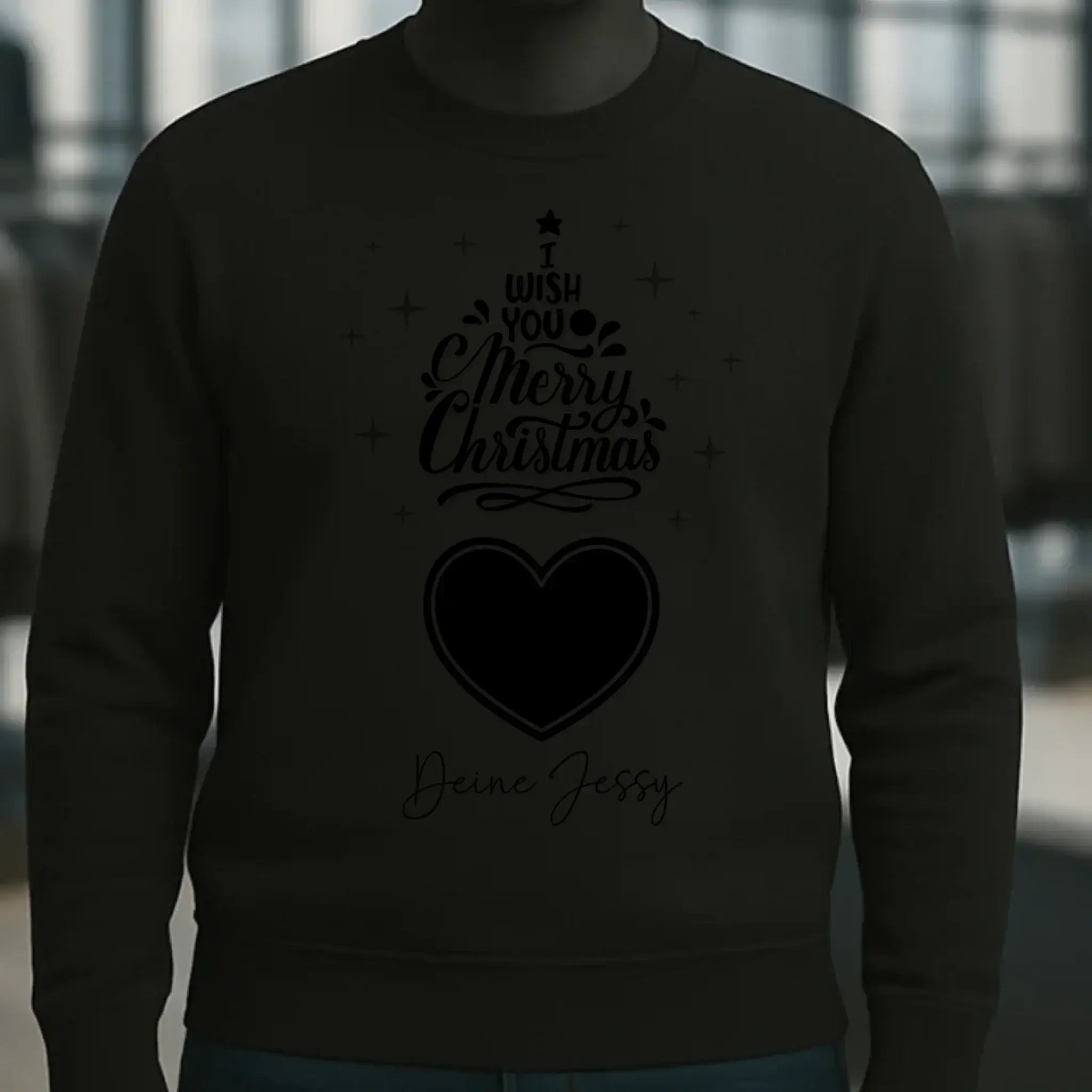 Dein Bild im Merry Christmas Tree + Name für Weihnachten • Unisex Sweatshirt Bio-Baumwolle in 4 Farben XS-3XL • personalisiert