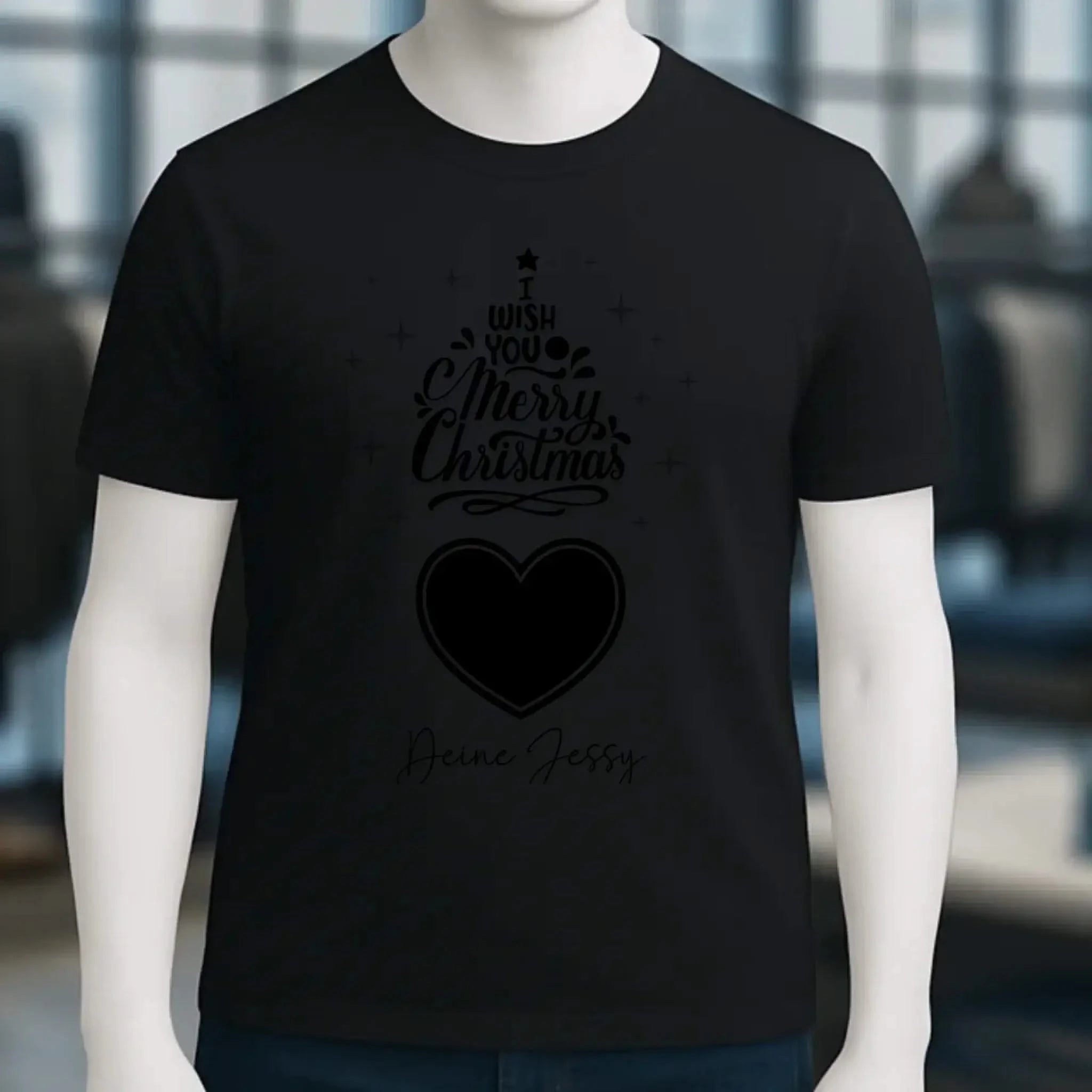 Dein Bild im Merry Christmas Tree + Name für Weihnachten • Unisex Premium T-Shirt XS-5XL aus Bio-Baumwolle für Damen & Herren • Exklusivdesign • personalisiert