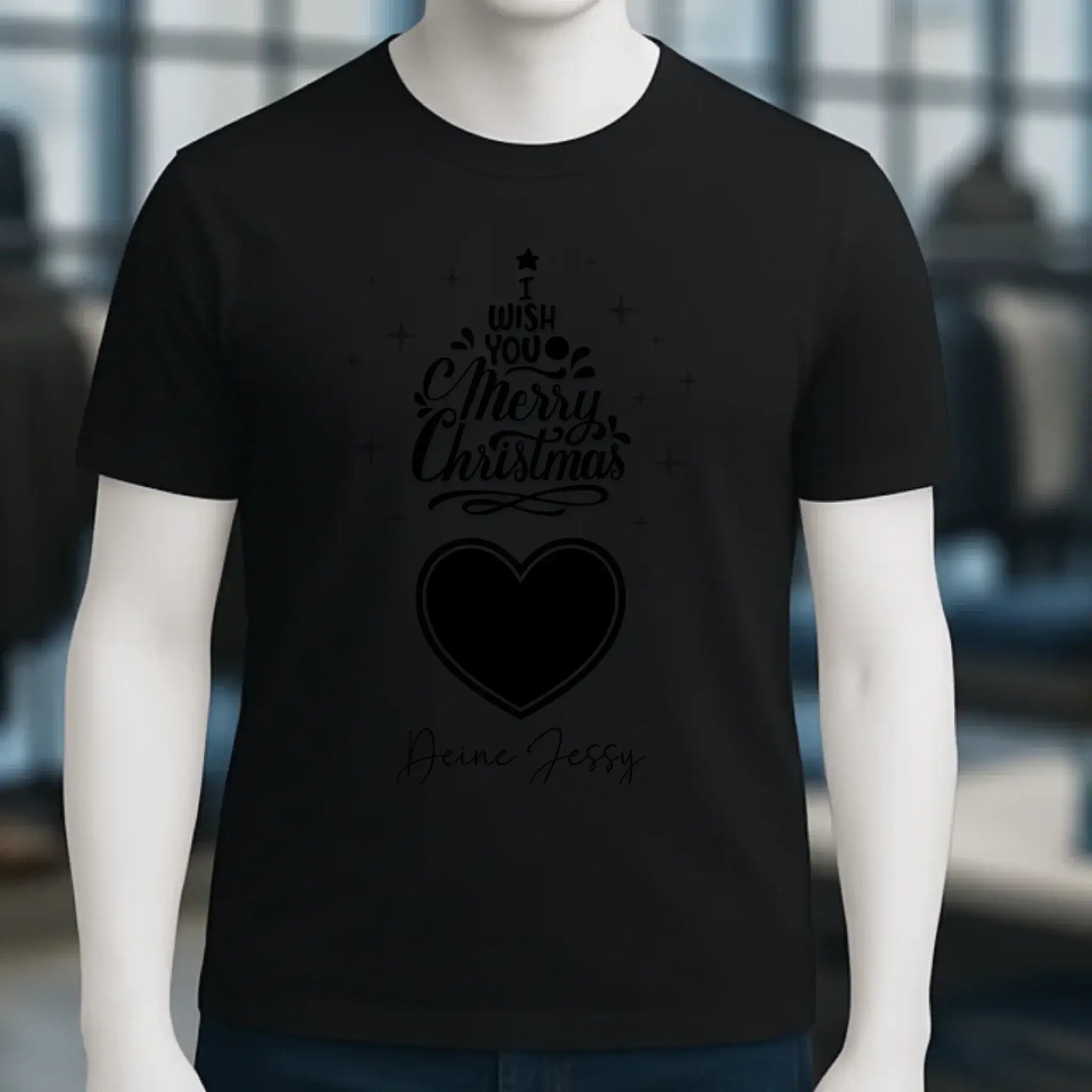 Dein Bild im Merry Christmas Tree + Name für Weihnachten • Unisex Premium T-Shirt XS-5XL aus Bio-Baumwolle für Damen & Herren • Exklusivdesign • personalisiert