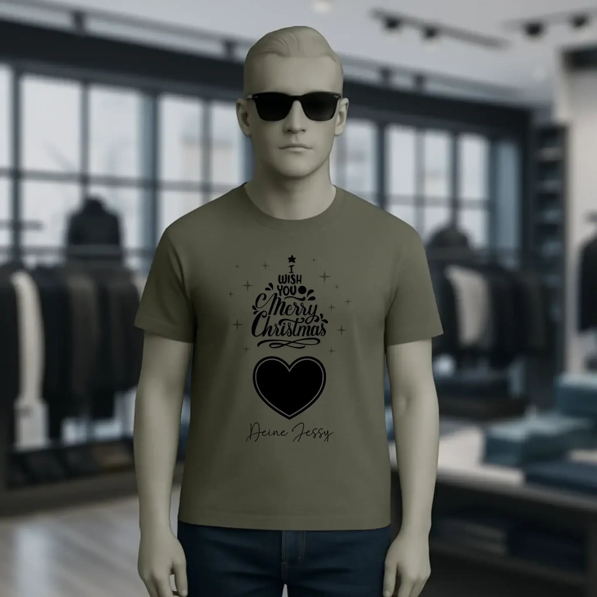 Dein Bild im Merry Christmas Tree + Name für Weihnachten • Unisex Premium T-Shirt XS-5XL aus Bio-Baumwolle für Damen & Herren • Exklusivdesign • personalisiert