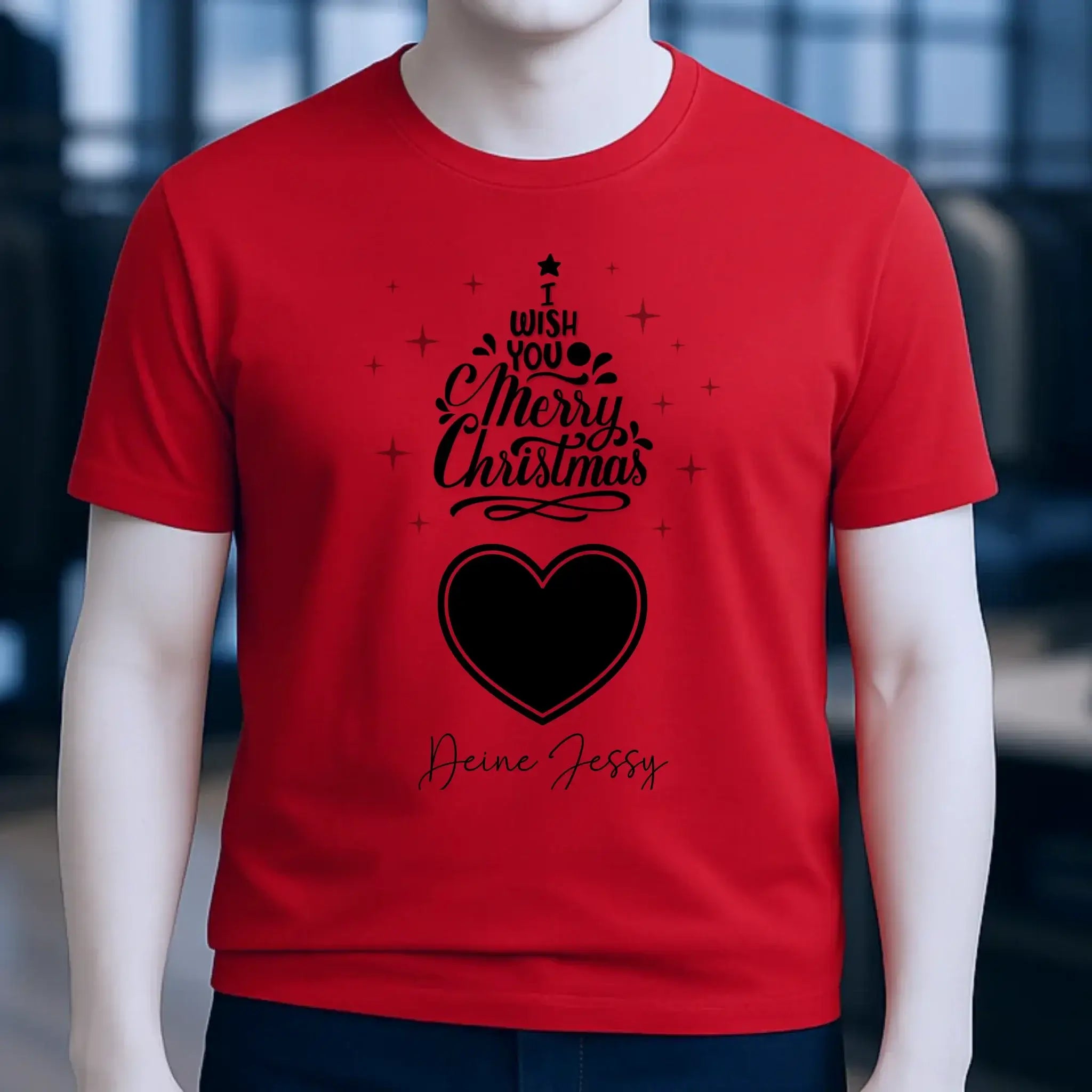 Dein Bild im Merry Christmas Tree + Name für Weihnachten • Unisex Premium T-Shirt XS-5XL aus Bio-Baumwolle für Damen & Herren • Exklusivdesign • personalisiert