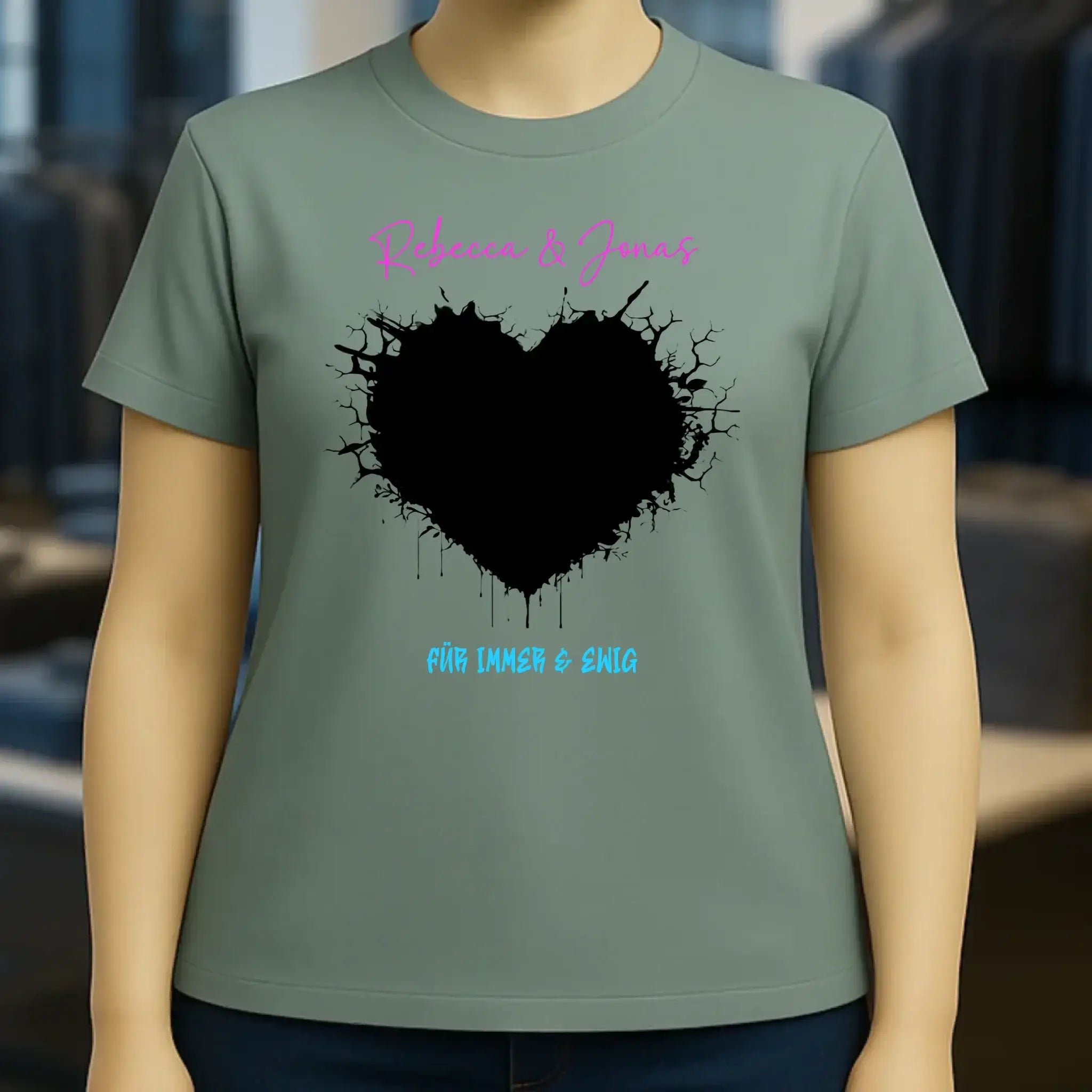 Dein Bild im "Wild-Heart" Design • Ladies Premium T-Shirt XS-2XL aus Bio-Baumwolle für Damen • Fotogeschenk • personalisiert