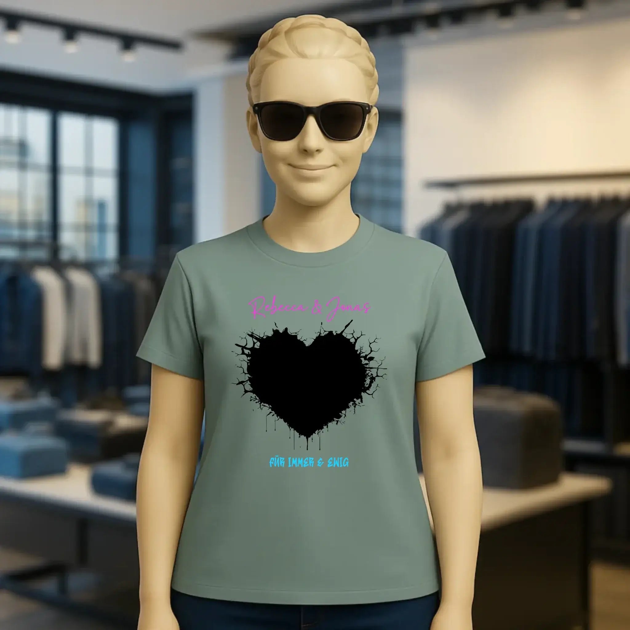 Dein Bild im "Wild-Heart" Design • Ladies Premium T-Shirt XS-2XL aus Bio-Baumwolle für Damen • Fotogeschenk • personalisiert