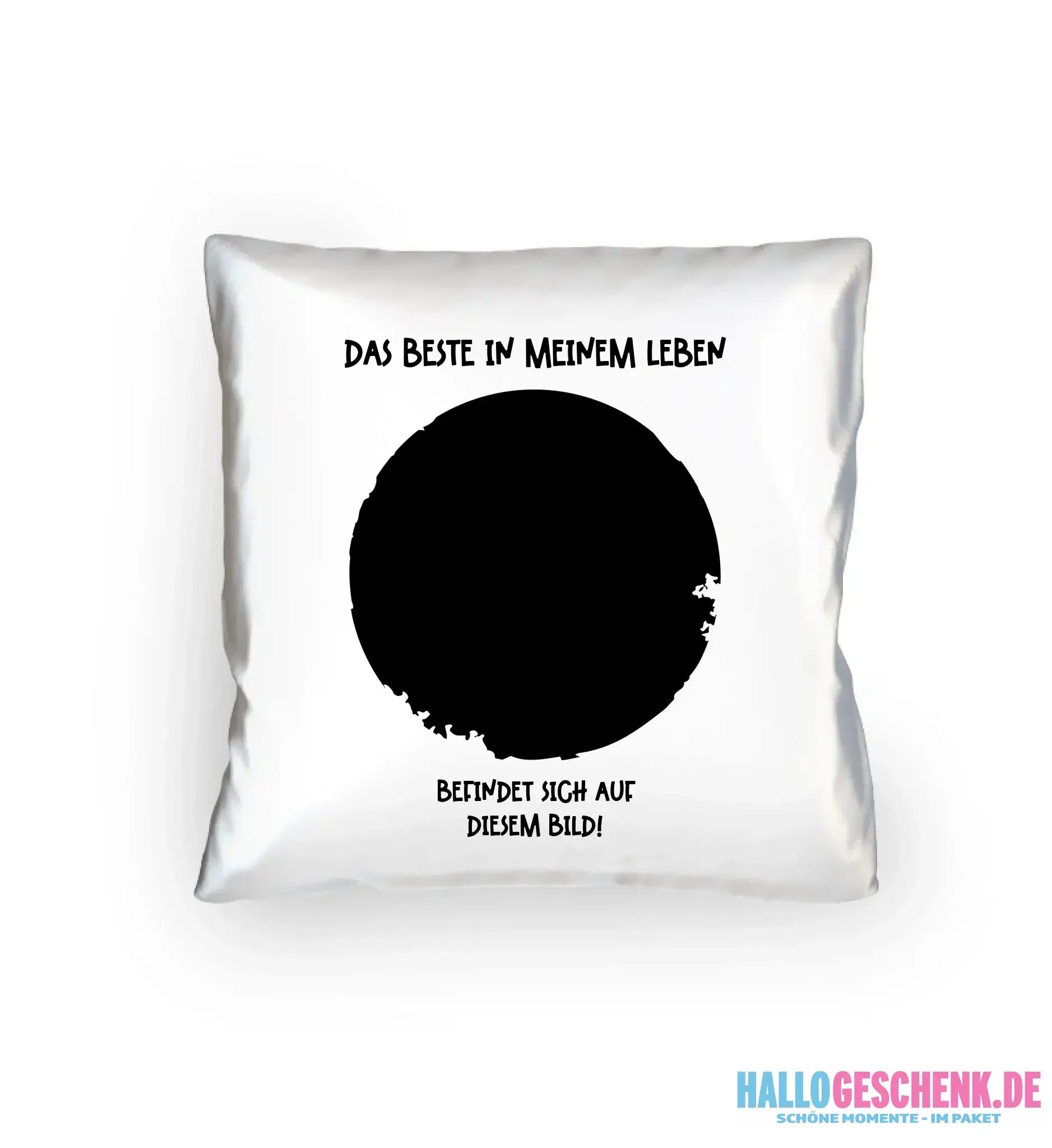 Dein Bild in Kreisform + Text • Kissen 40x40 cm • personalisiert - Kissen 40x40 cm / White / 40cm-x-40cm - Customizer