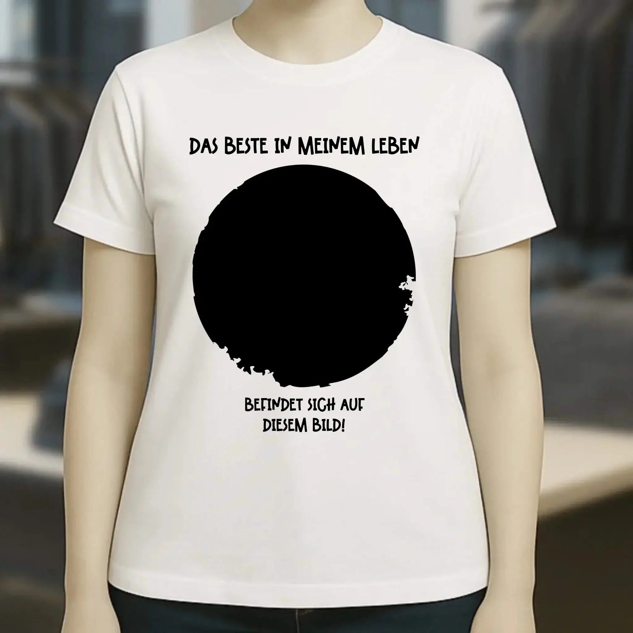 Dein Bild in Kreisform + Text • Ladies Premium T-Shirt XS-2XL aus Bio-Baumwolle für Damen • Exklusivdesign • personalisiert