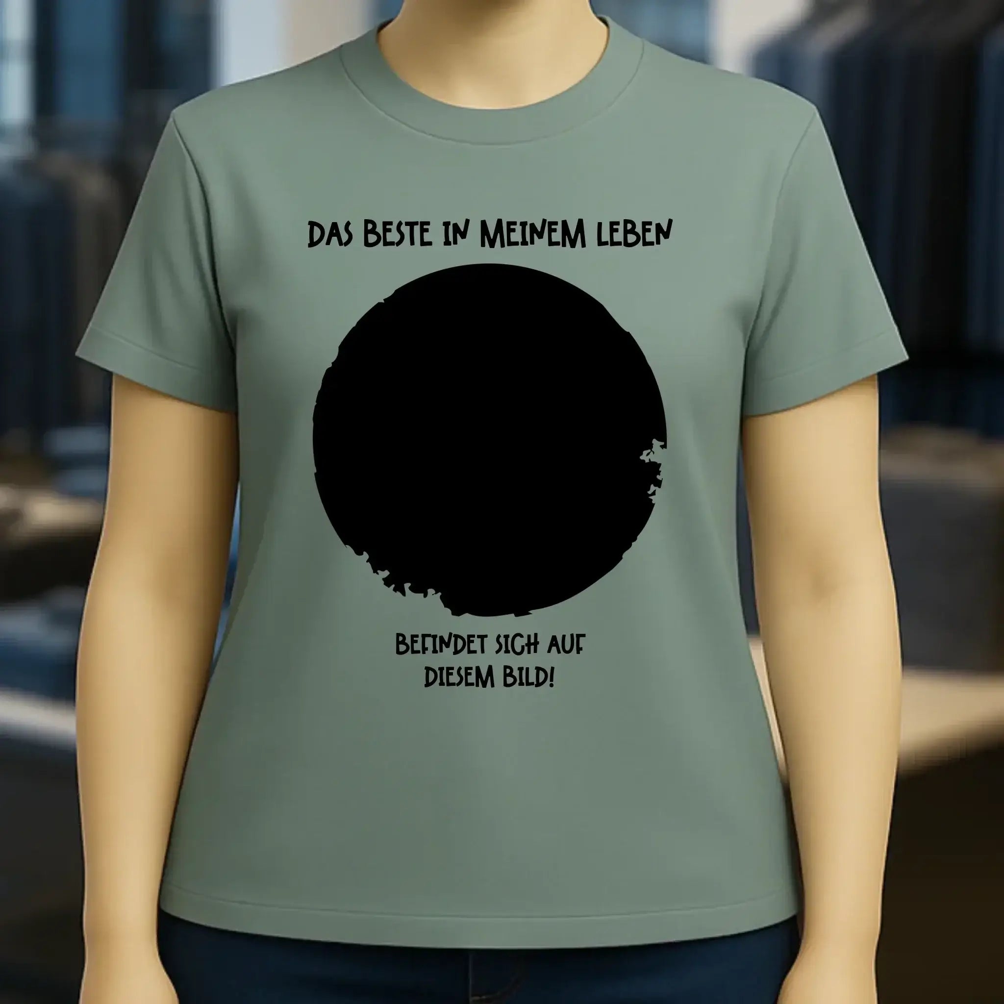 Dein Bild in Kreisform + Text • Ladies Premium T-Shirt XS-2XL aus Bio-Baumwolle für Damen • Exklusivdesign • personalisiert