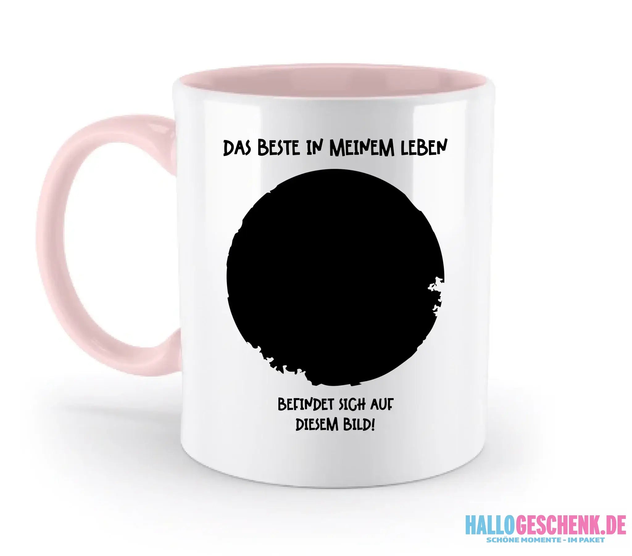 Dein Bild in Kreisform + Text • zweifarbige Tasse • Exklusivdesign • personalisiert - zweifarbige Tasse