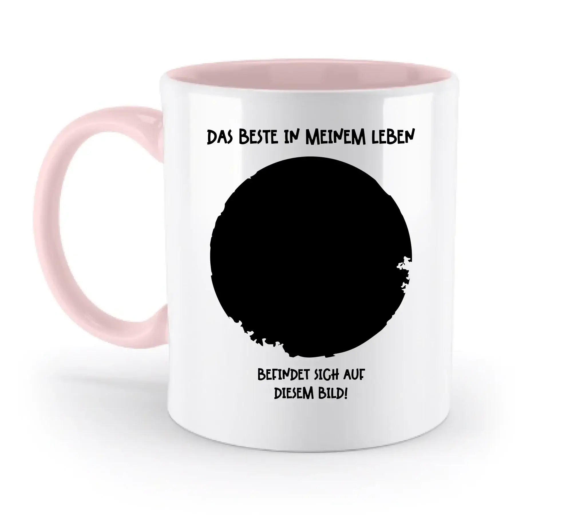 Dein Bild in Kreisform + Text • zweifarbige Tasse • Exklusivdesign • personalisiert - zweifarbige Tasse