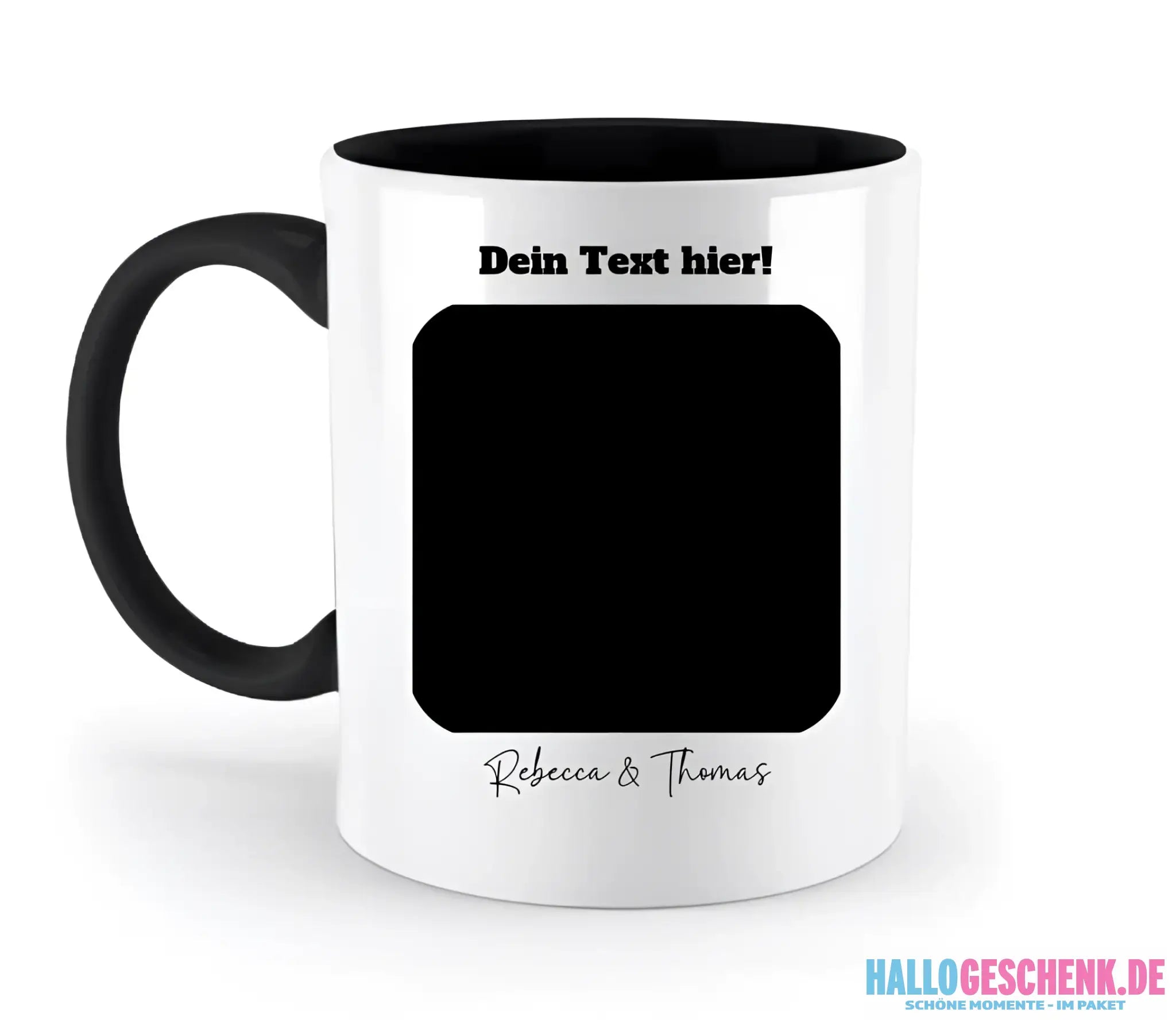 Dein Bild in viereckigen Form - zweifarbige Tasse spülmaschinengeeignet • Fotogeschenk • personalisiert