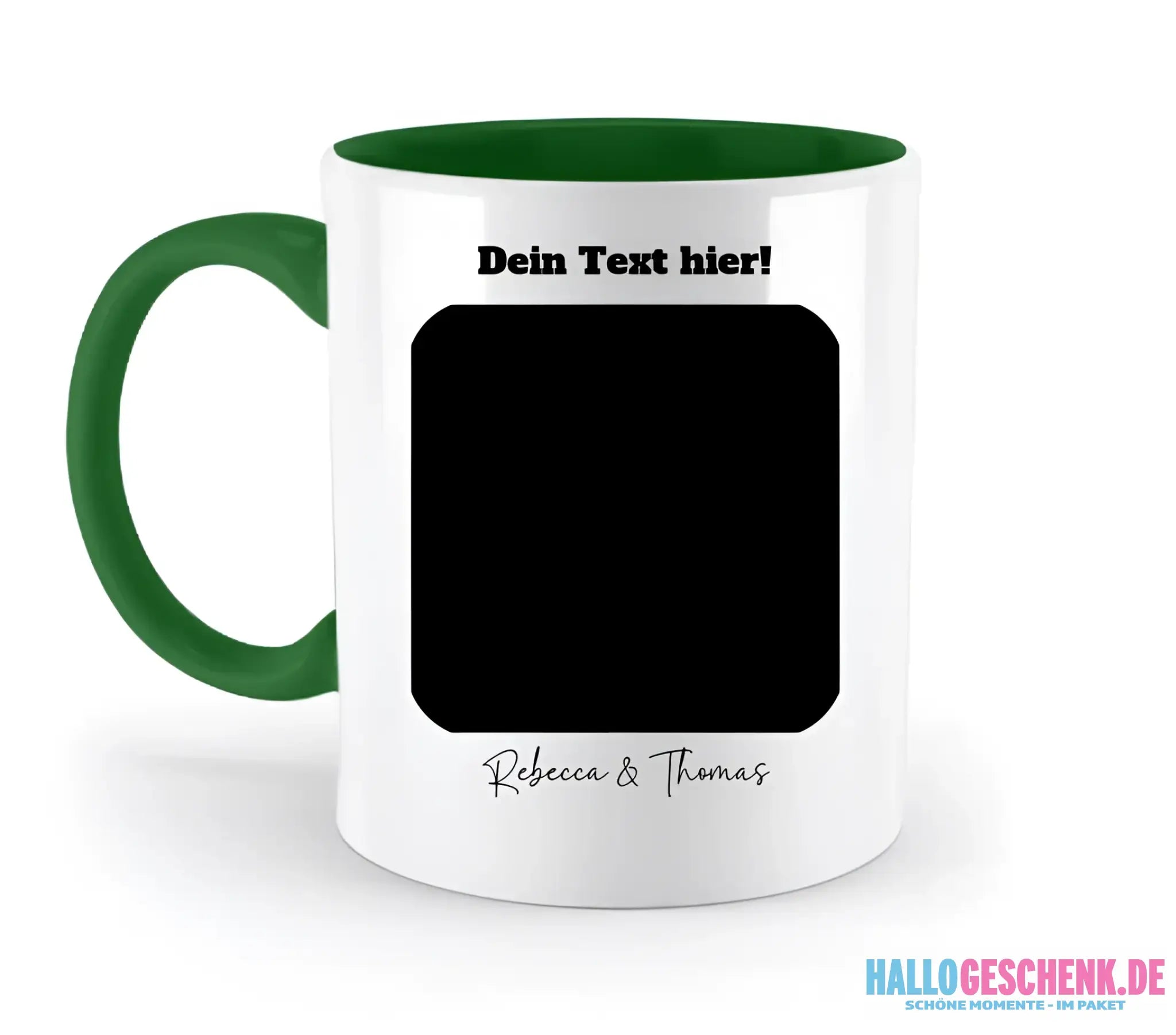 Dein Bild in viereckigen Form - zweifarbige Tasse spülmaschinengeeignet • Fotogeschenk • personalisiert