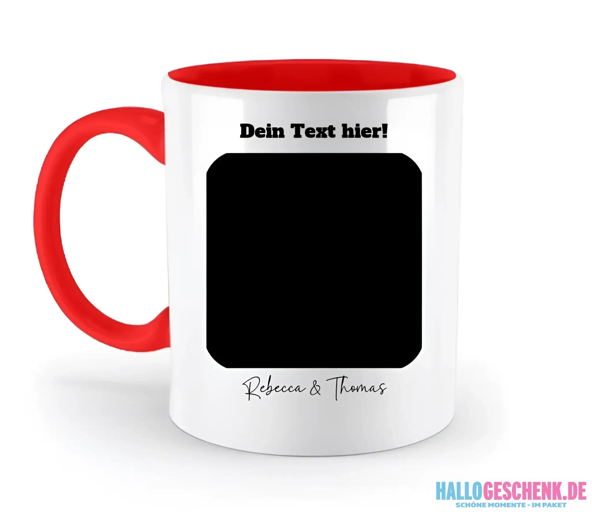 Dein Bild in viereckigen Form - zweifarbige Tasse spülmaschinengeeignet • Fotogeschenk • personalisiert